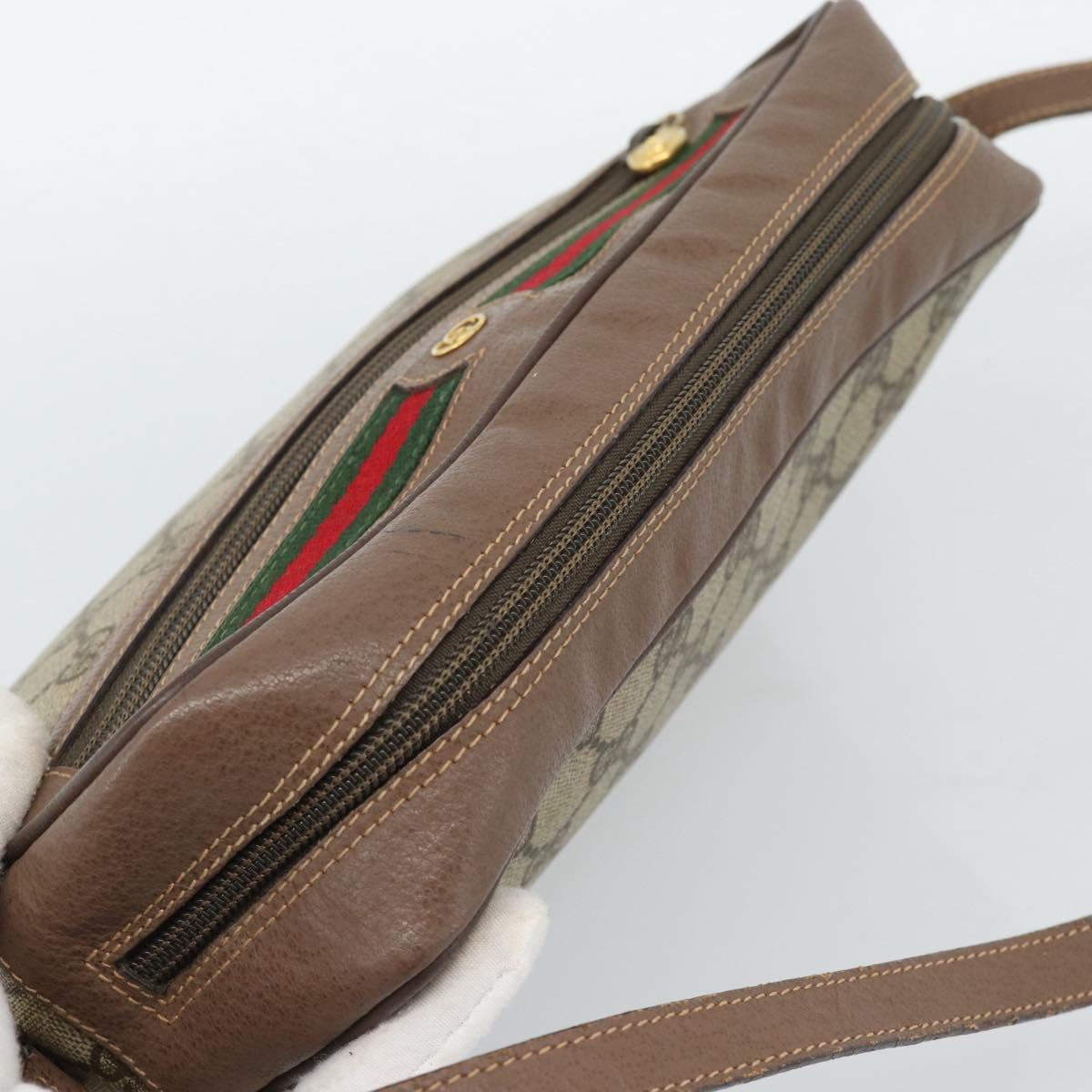 GUCCI GG Supreme Web Sherry Line Bag PVC Beige Gold 001 113 6472 Auth 187114