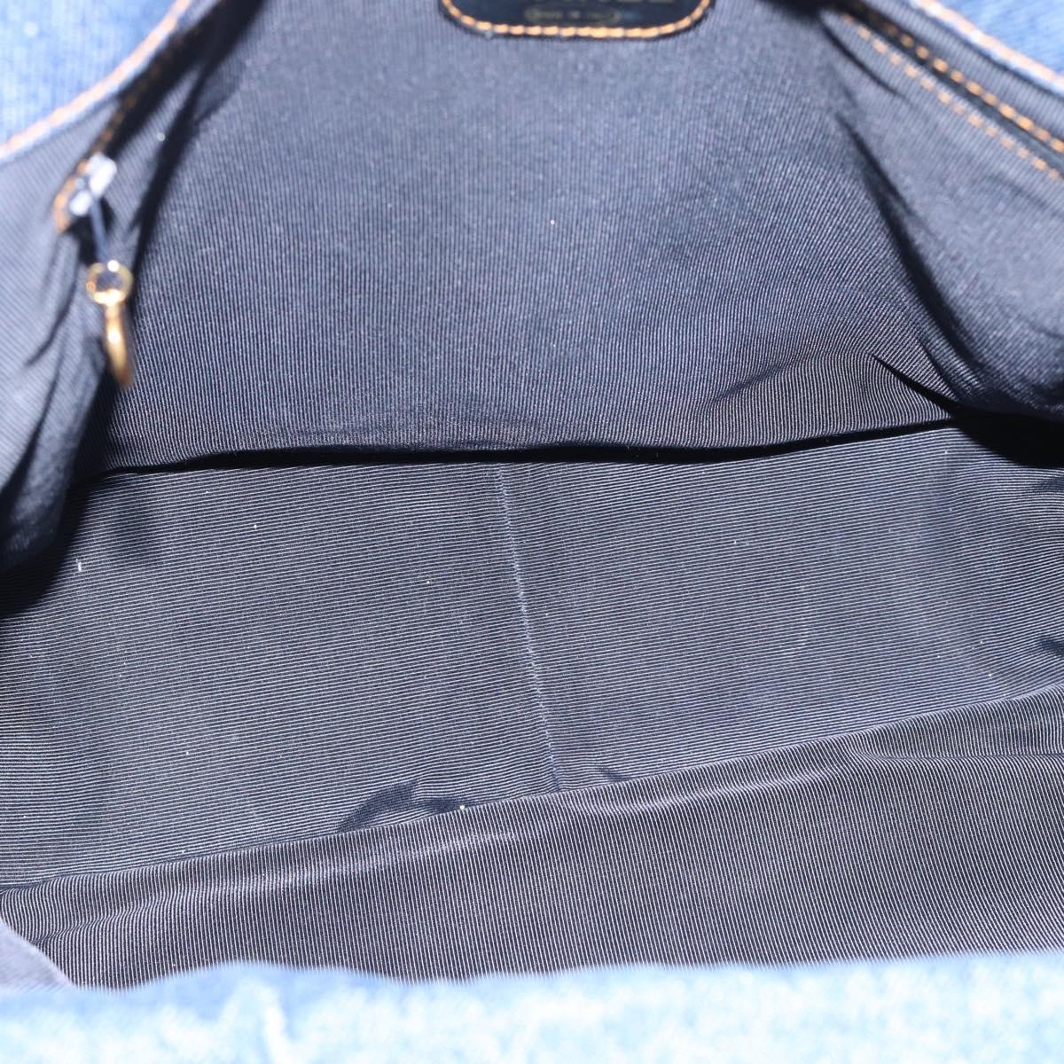 CHANEL Hand Bag Denim Blue Gold CC Auth 187118
