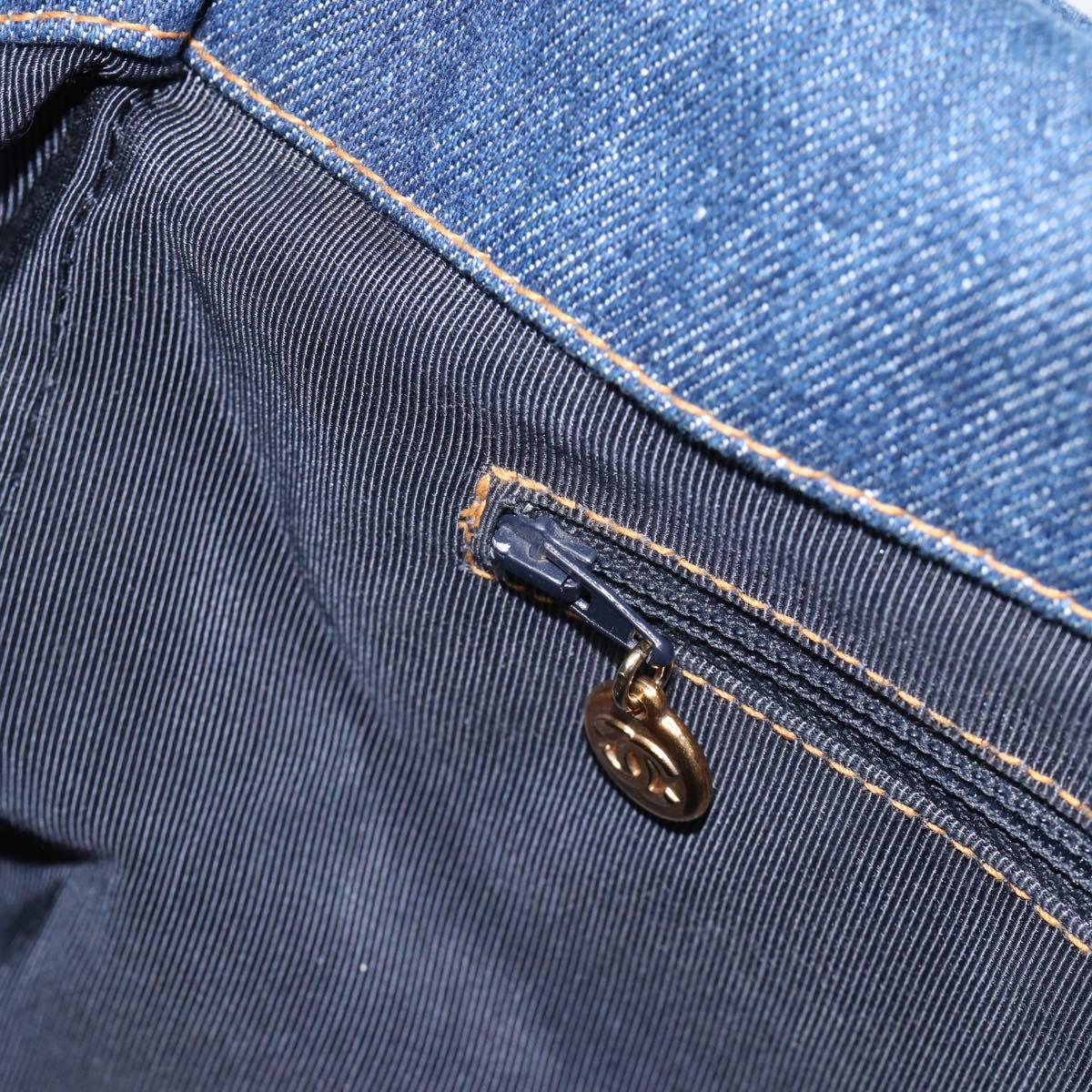 CHANEL Hand Bag Denim Blue Gold CC Auth 187118