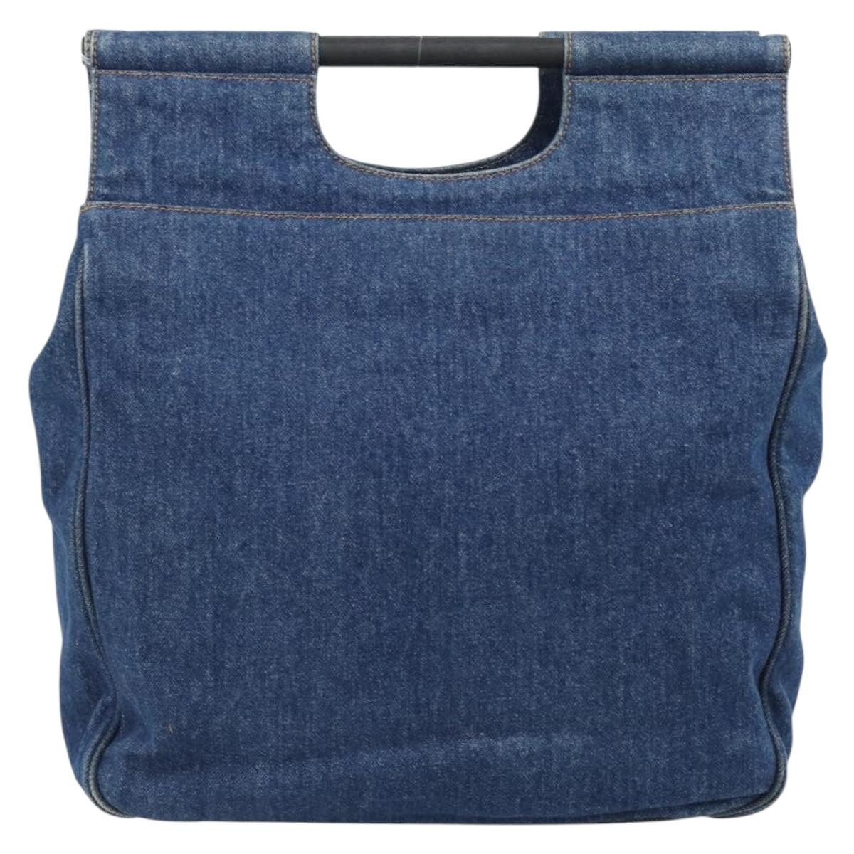 CHANEL Hand Bag Denim Blue Gold CC Auth 187118