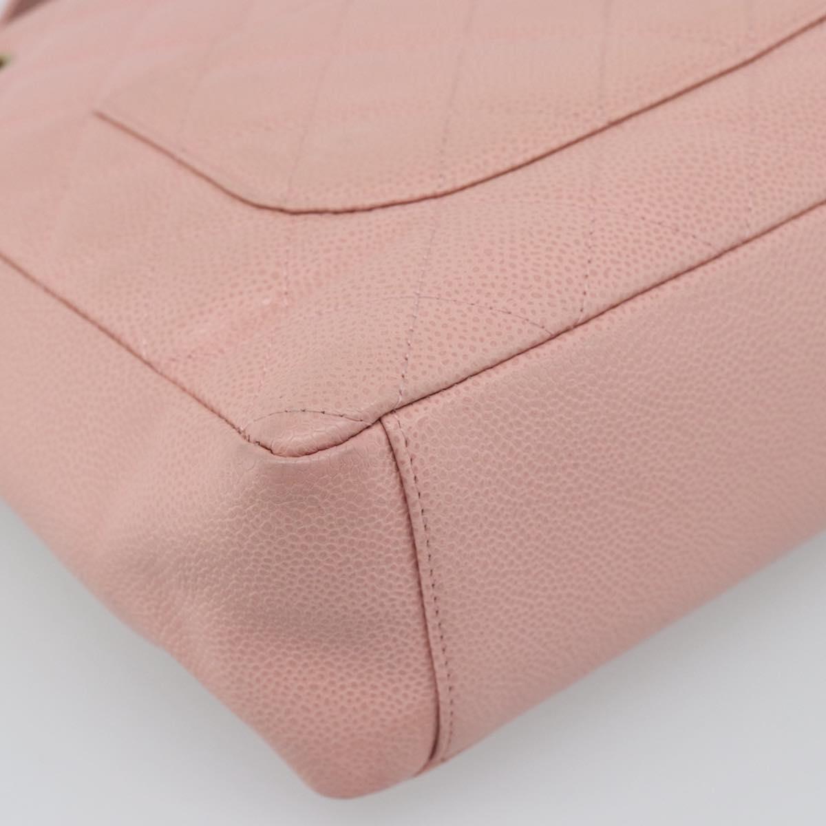 CHANEL Matelasse PST Chain Tote Bag Caviar Skin Pink Gold CC Auth 187119SAV