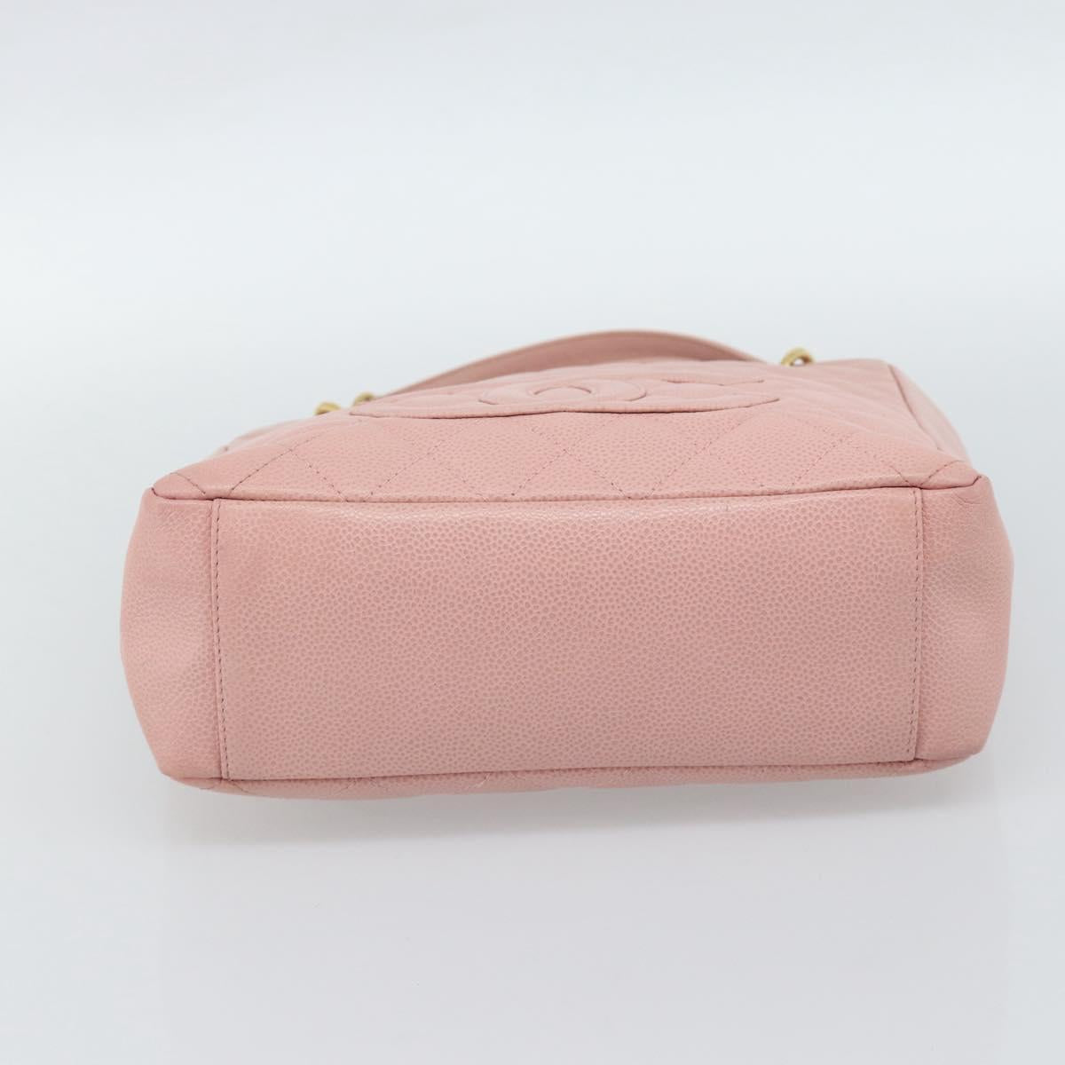 CHANEL Matelasse PST Chain Tote Bag Caviar Skin Pink Gold CC Auth 187119SAV
