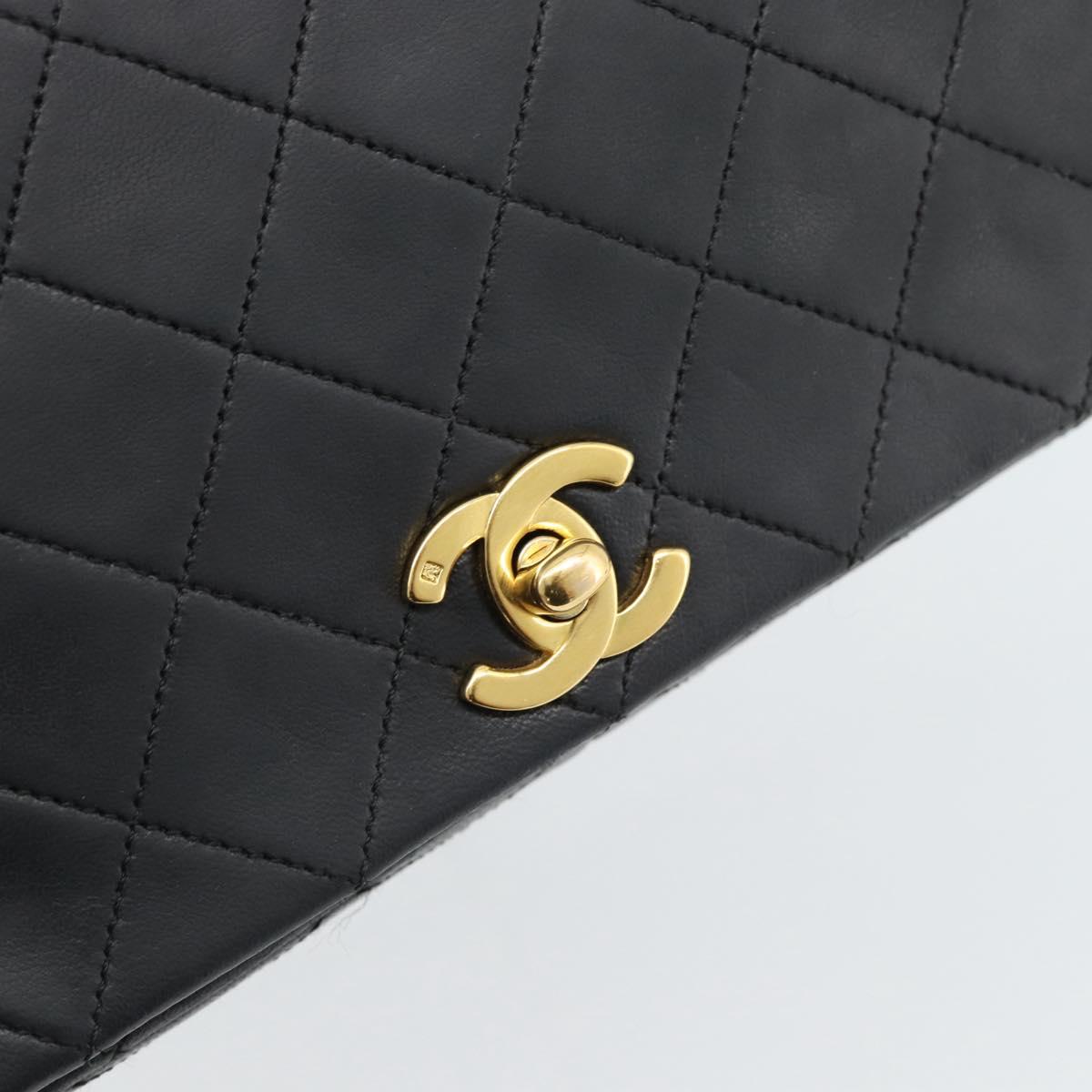 CHANEL Matelasse Chain Shoulder Bag Lamb Skin Black Gold CC Auth 187122SAM