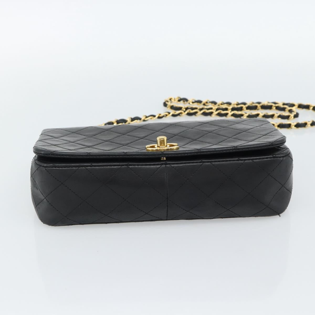 CHANEL Matelasse Chain Shoulder Bag Lamb Skin Black Gold CC Auth 187122SAM