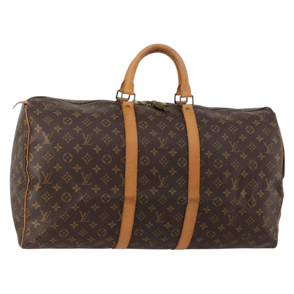 LOUIS VUITTON Monogram Keepall 55 Boston Bag M41424 LV Auth 187130V