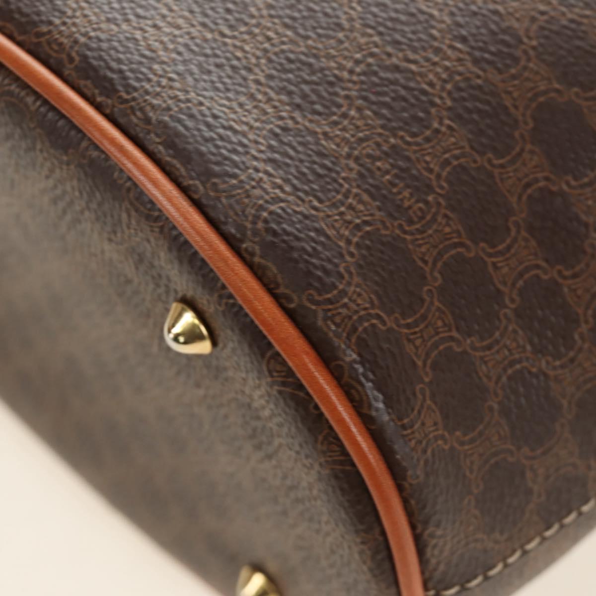 CELINE Macadam Canvas Tote Bag PVC Leather Brown gold Auth 187135V
