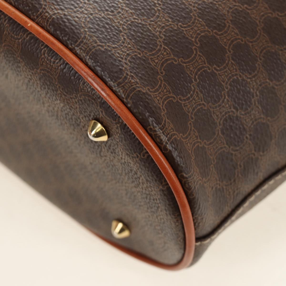 CELINE Macadam Canvas Tote Bag PVC Leather Brown gold Auth 187135V