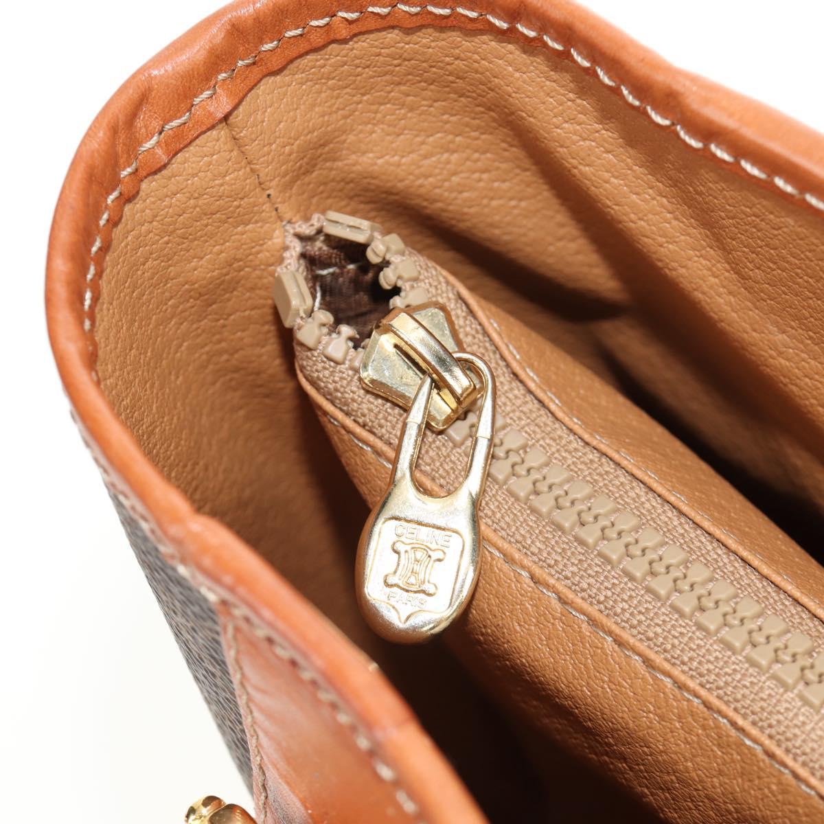 CELINE Macadam Canvas Tote Bag PVC Leather Brown gold Auth 187135V