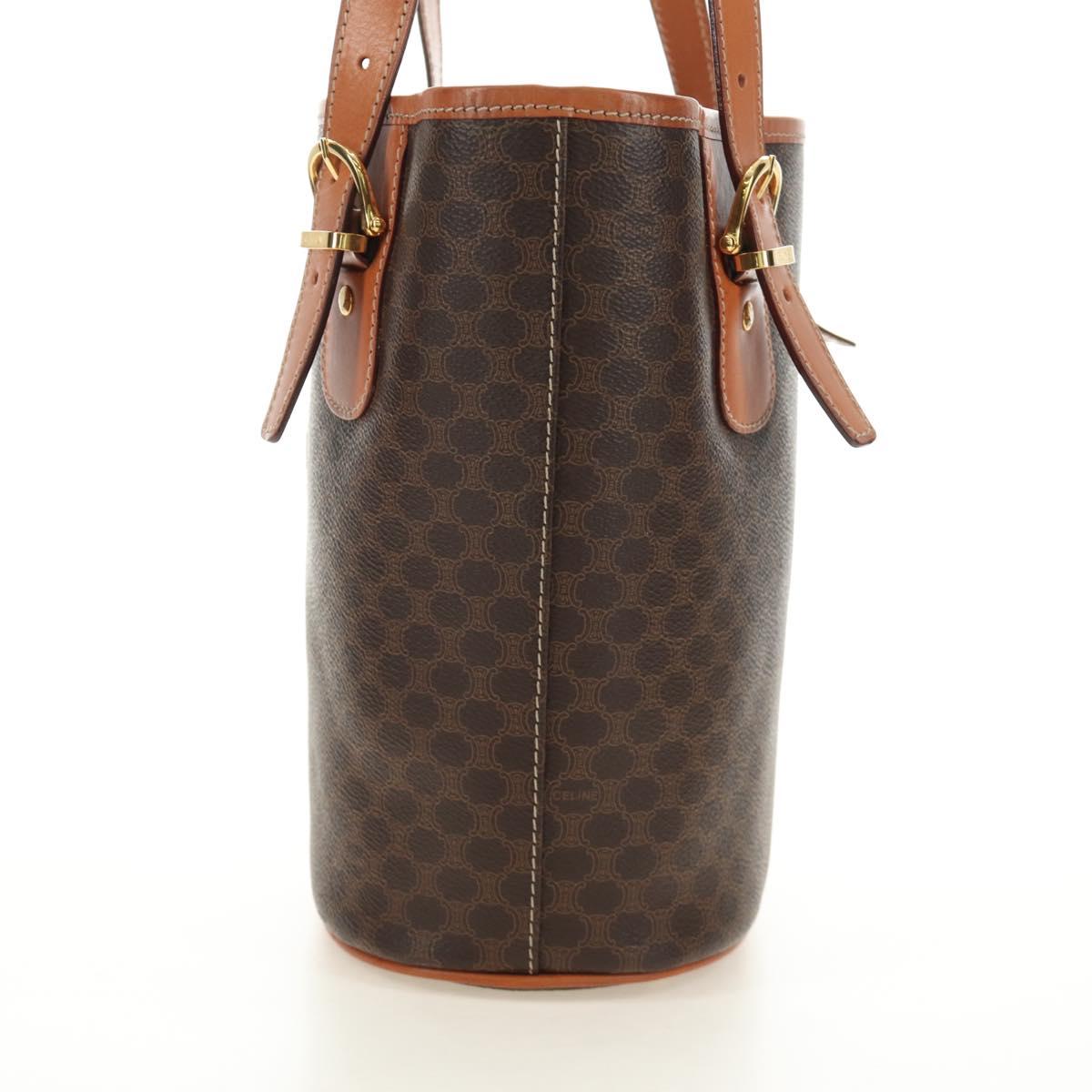 CELINE Macadam Canvas Tote Bag PVC Leather Brown gold Auth 187135V