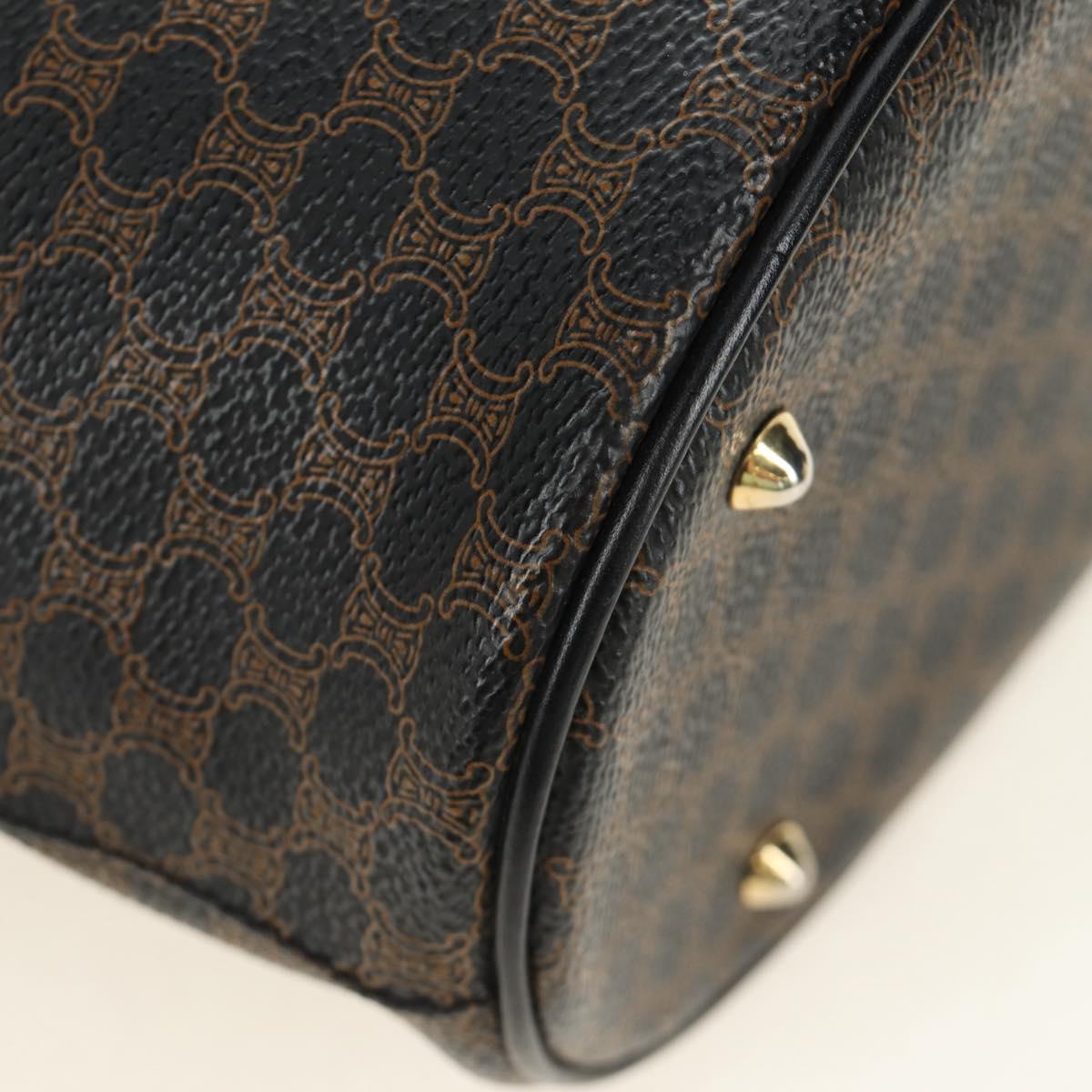 CELINE Macadam Canvas Tote Bag PVC Leather Black Gold Auth 187136V