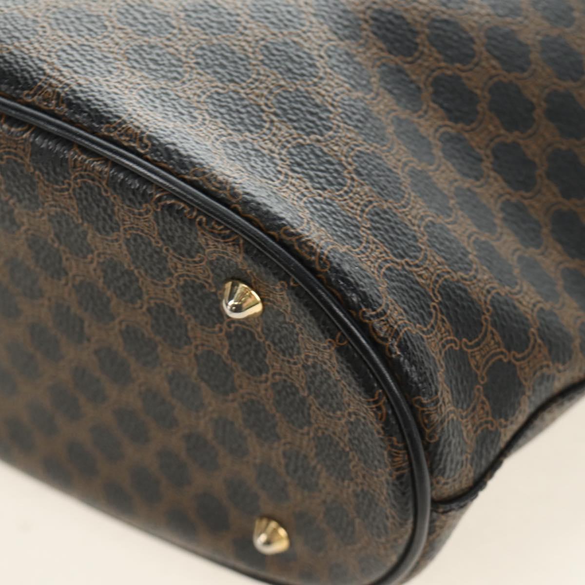 CELINE Macadam Canvas Tote Bag PVC Leather Black Gold Auth 187136V