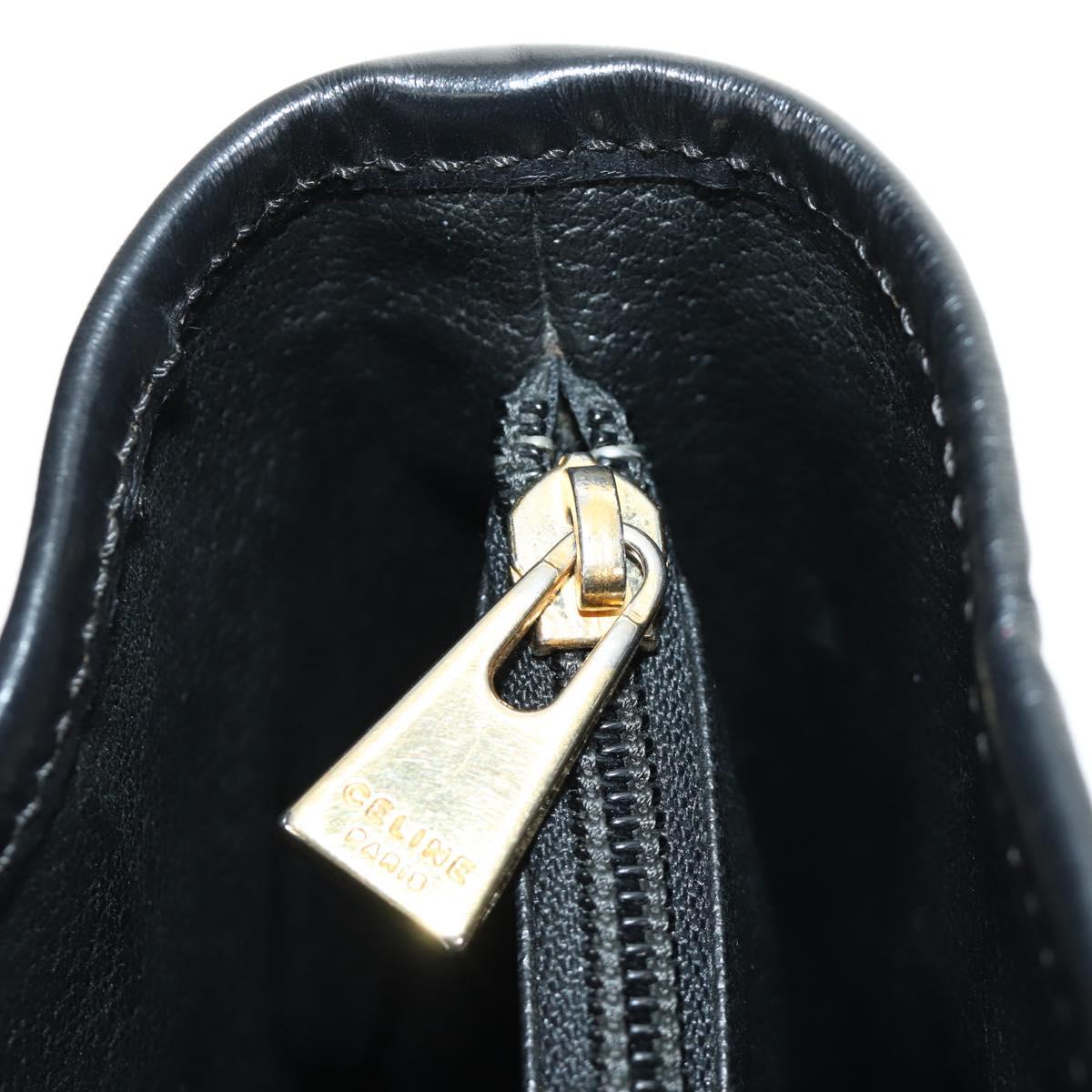 CELINE Macadam Canvas Tote Bag PVC Leather Black Gold Auth 187136V