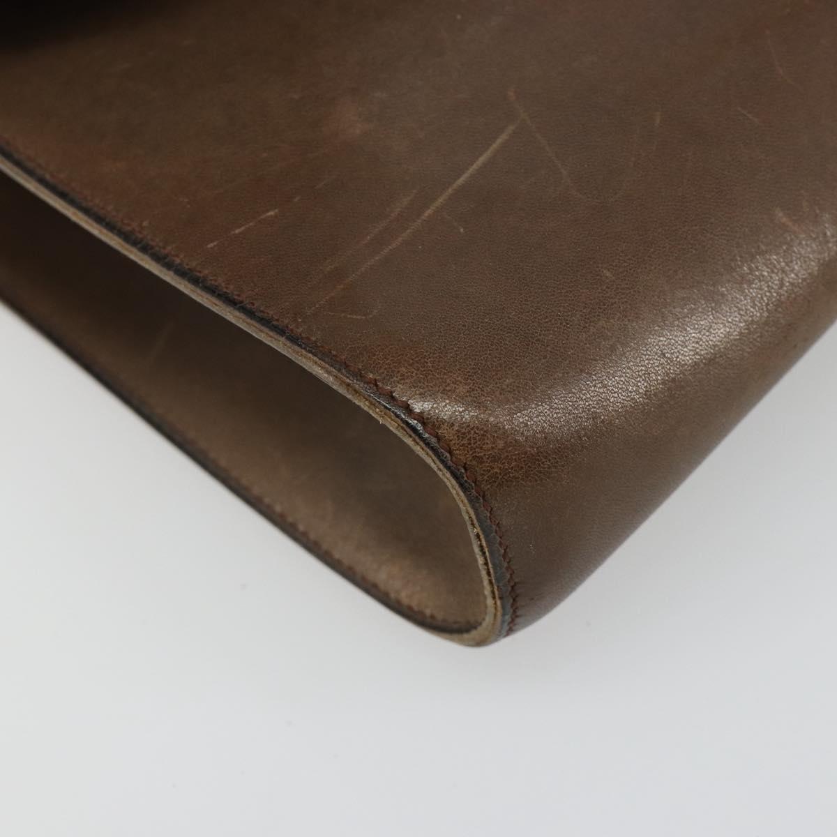 Christian Dior Shoulder Bag Leather Brown Gold Auth 187141