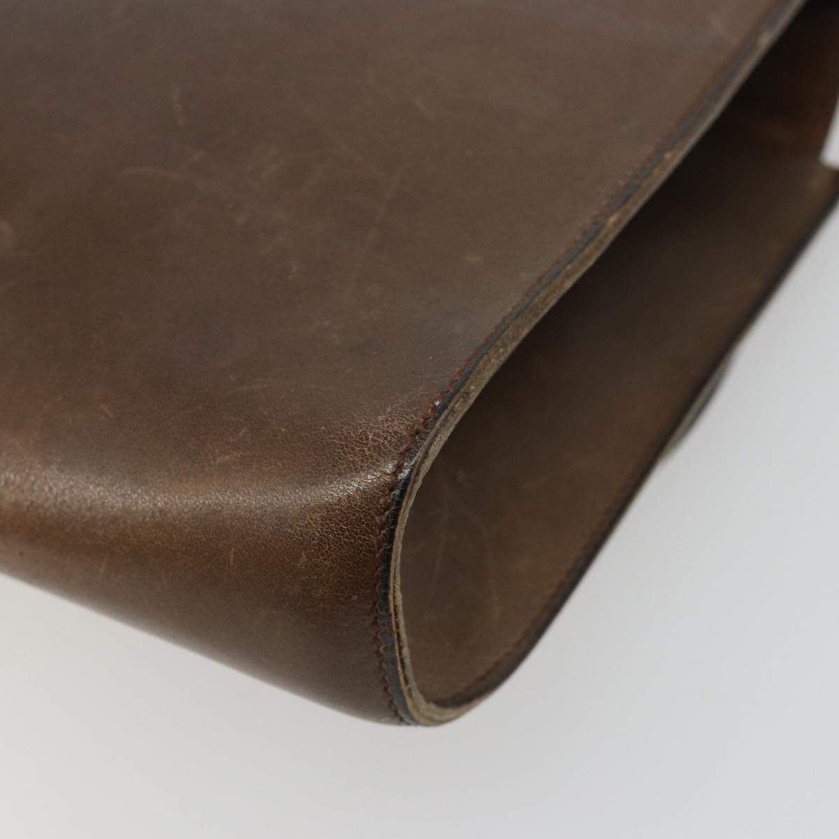 Christian Dior Shoulder Bag Leather Brown Gold Auth 187141