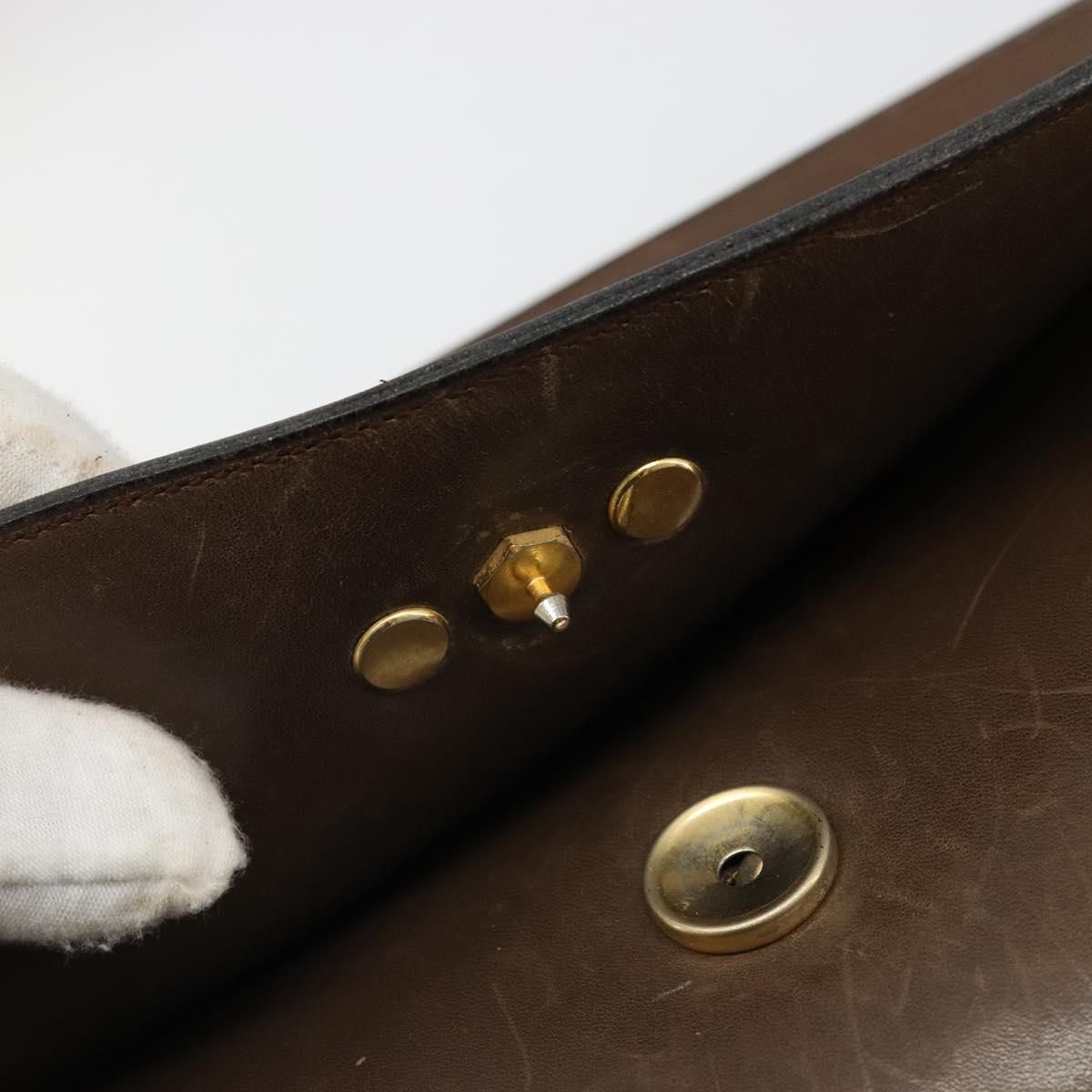 Christian Dior Shoulder Bag Leather Brown Gold Auth 187141