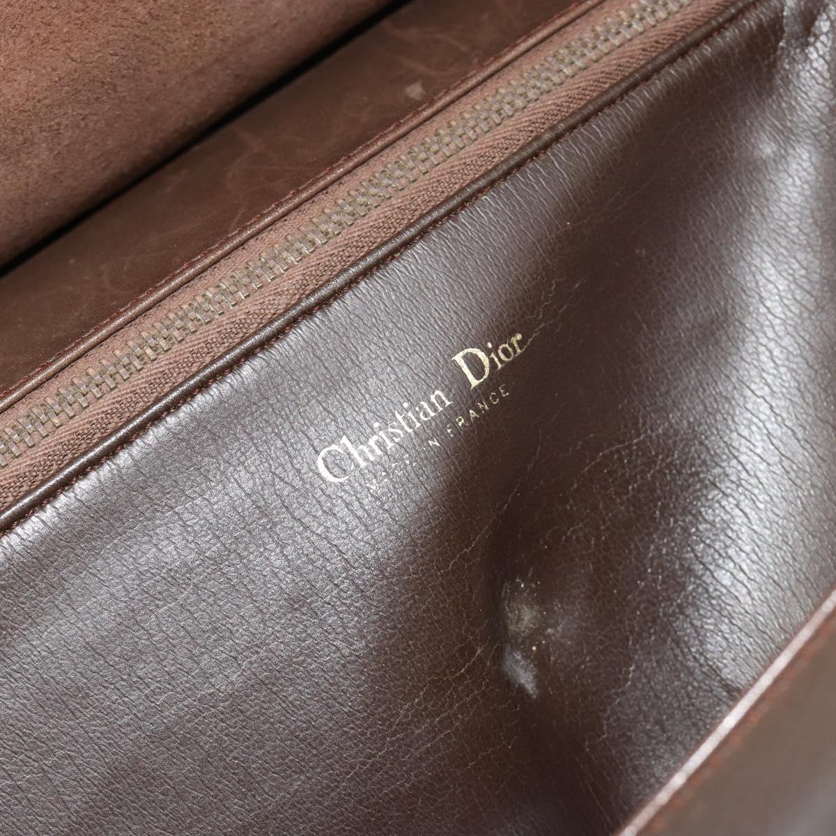 Christian Dior Shoulder Bag Leather Brown Gold Auth 187141