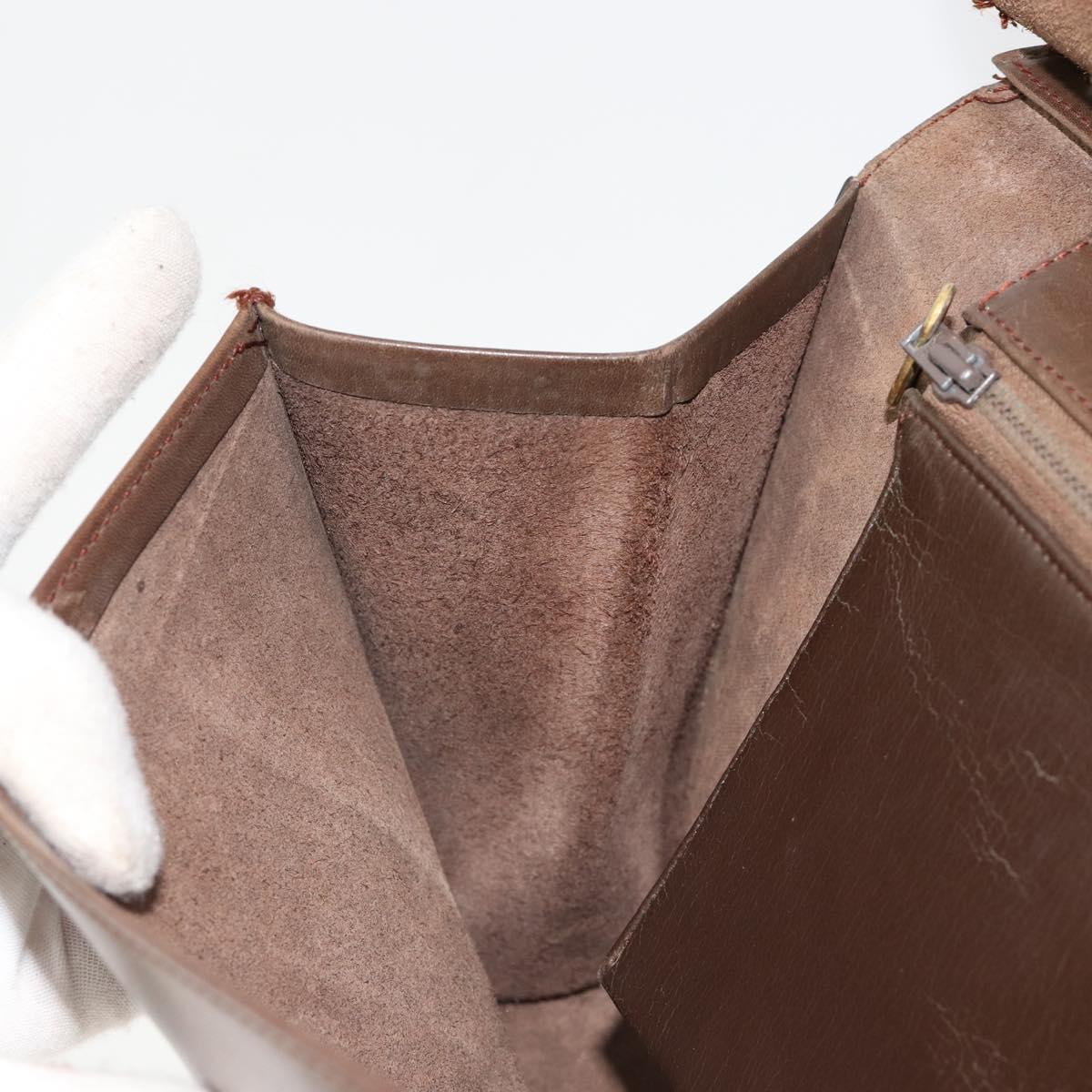Christian Dior Shoulder Bag Leather Brown Gold Auth 187141