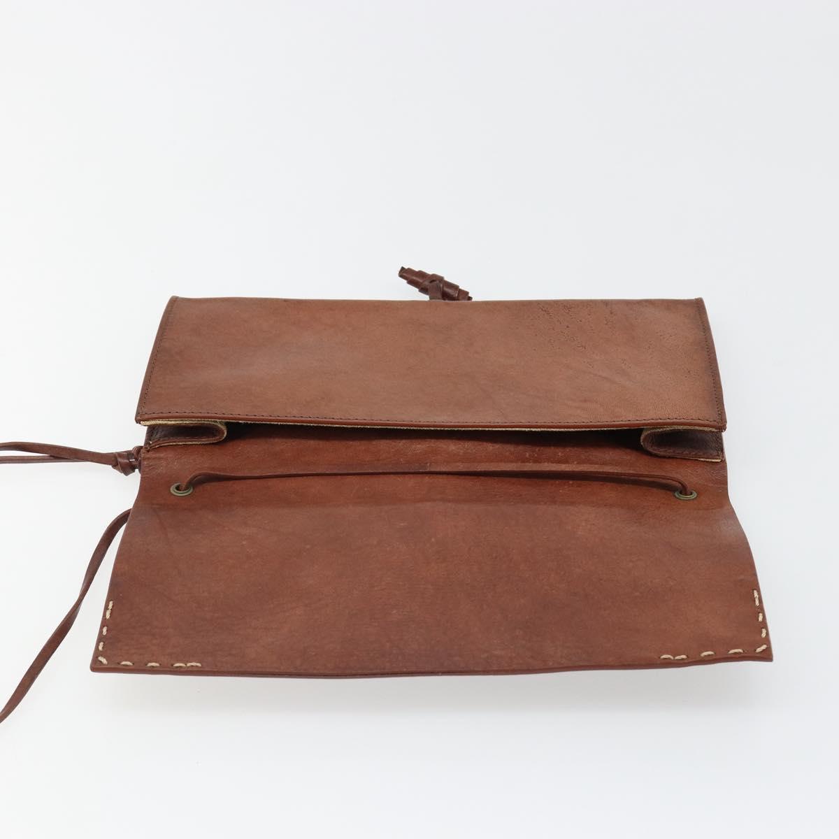 CELINE Shoulder Bag Leather Brown Auth 187143