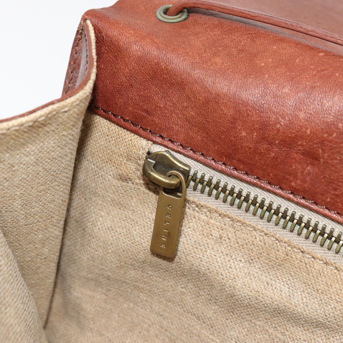 CELINE Shoulder Bag Leather Brown Auth 187143