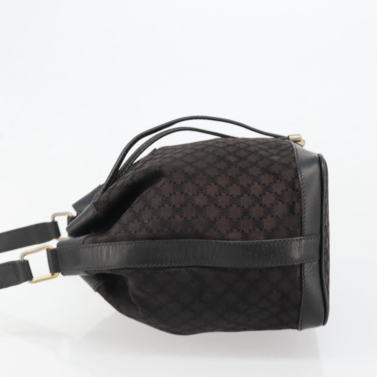 CELINE Macadam Canvas Shoulder Bag Black Auth 187144