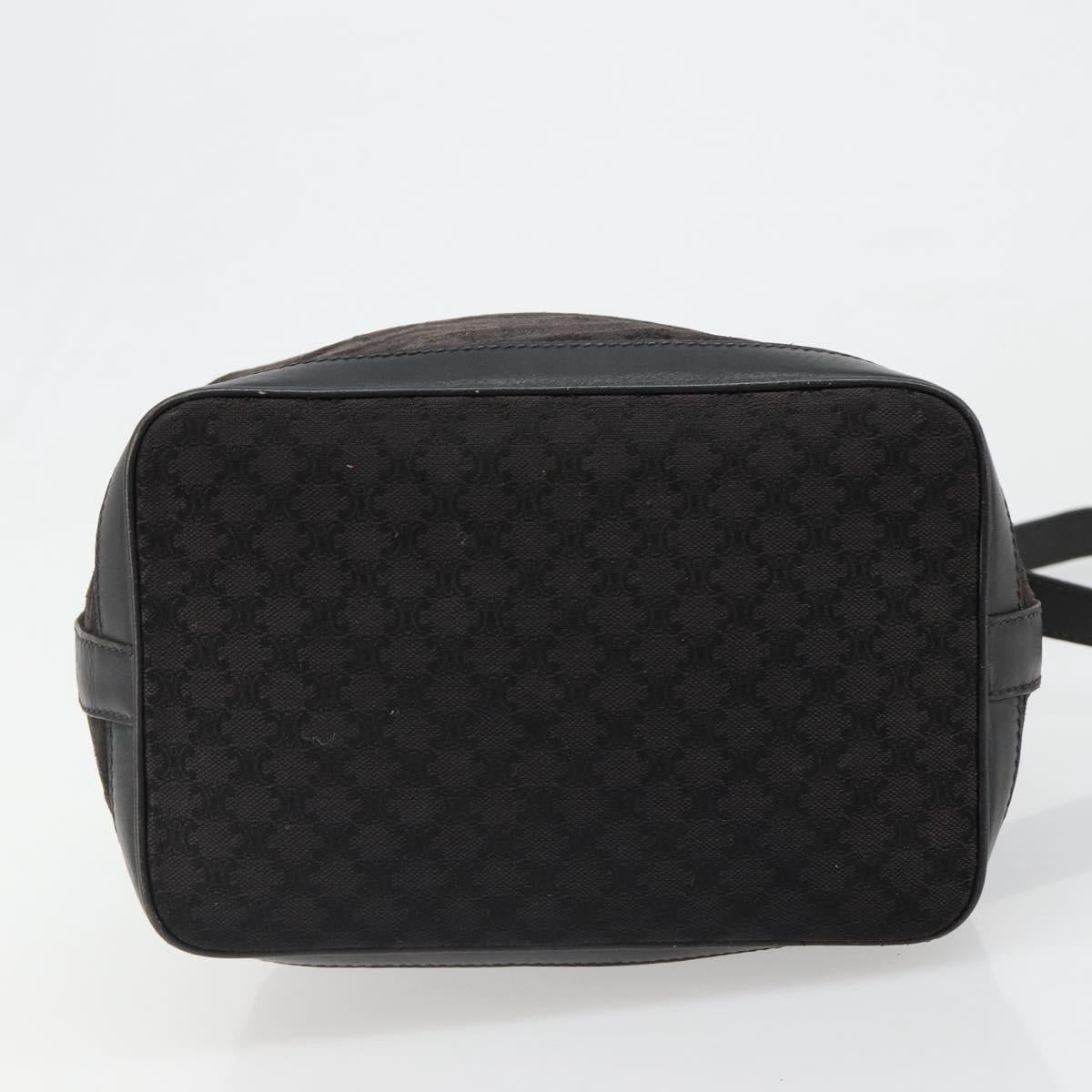 CELINE Macadam Canvas Shoulder Bag Black Auth 187144