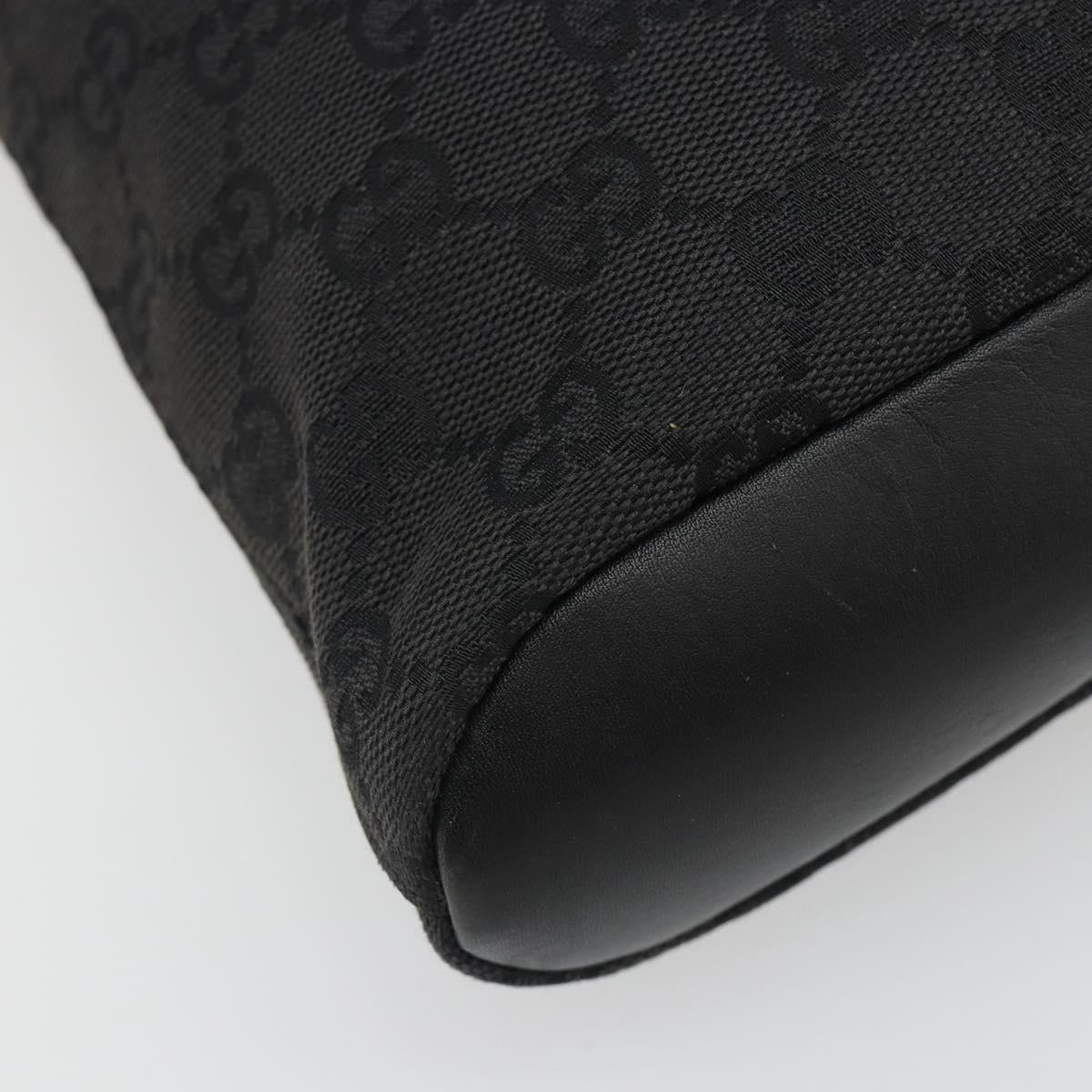 GUCCI GG Canvas Shoulder Bag Black Gold 91761 Auth 187145A
