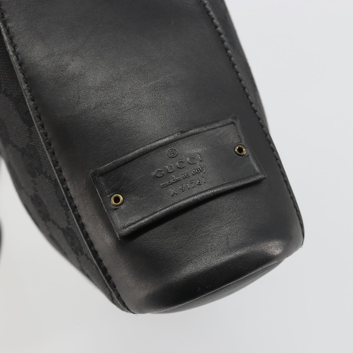 GUCCI GG Canvas Shoulder Bag Black Gold 91761 Auth 187145A