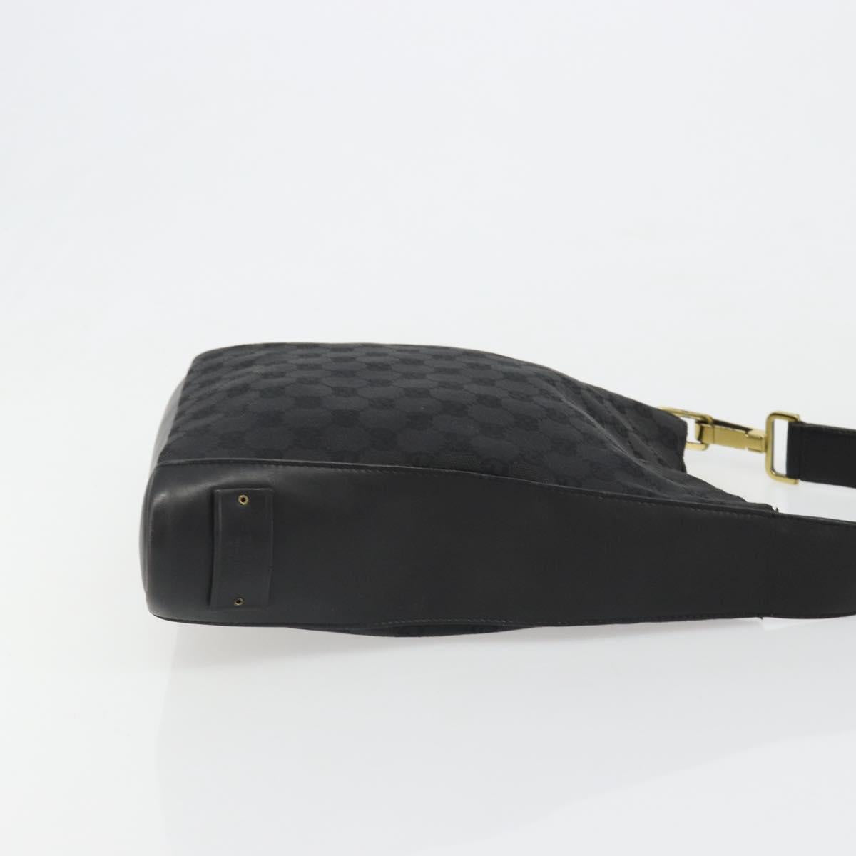 GUCCI GG Canvas Shoulder Bag Black Gold 91761 Auth 187145A