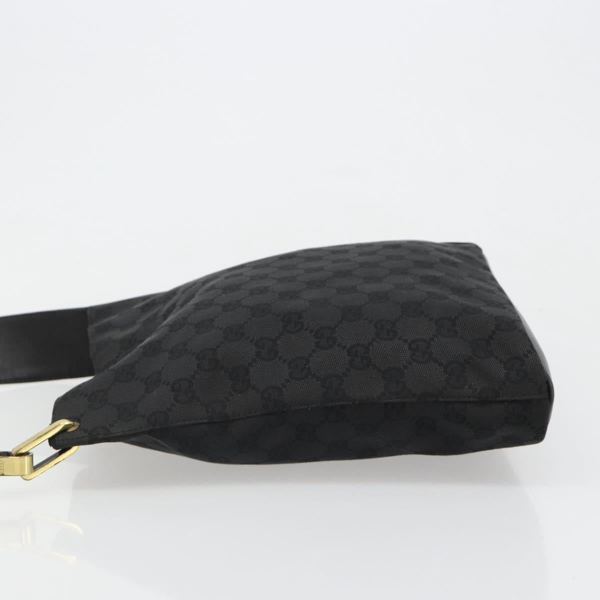 GUCCI GG Canvas Shoulder Bag Black Gold 91761 Auth 187145A