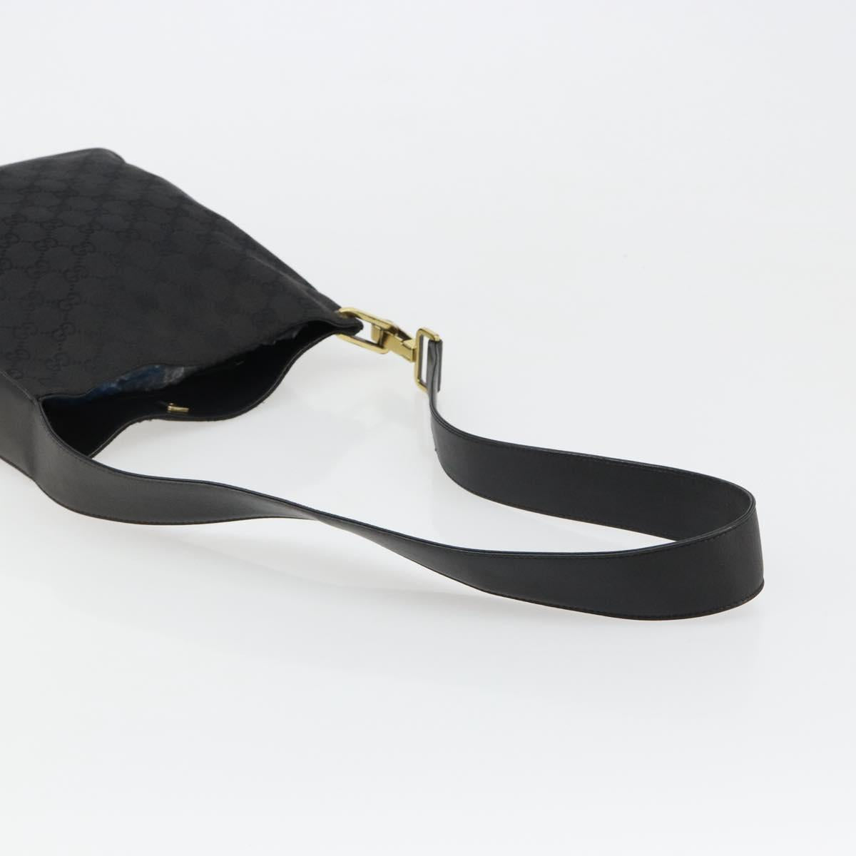 GUCCI GG Canvas Shoulder Bag Black Gold 91761 Auth 187145A
