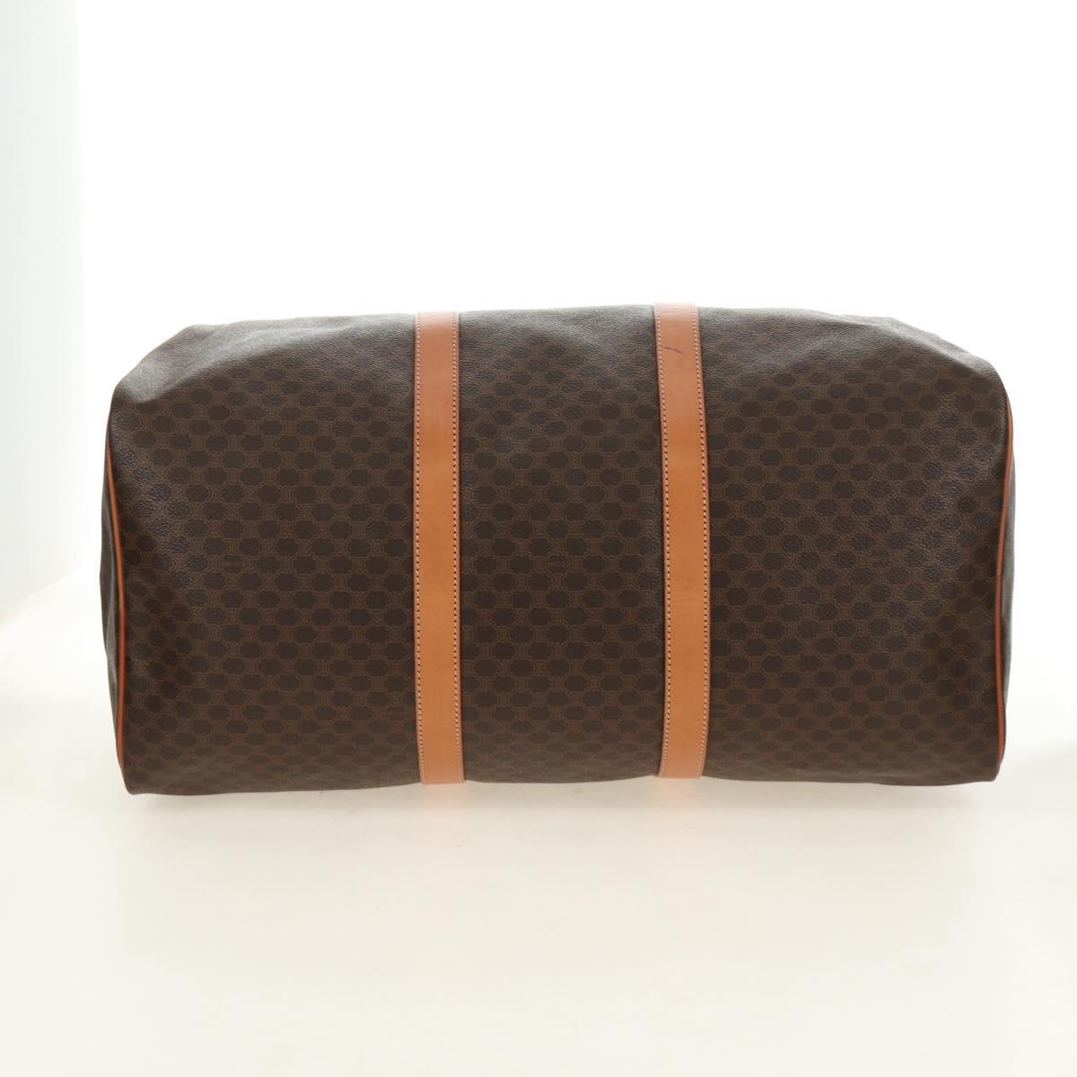 CELINE Macadam Canvas Boston Bag PVC Leather 2way Brown Gold Auth 187148V