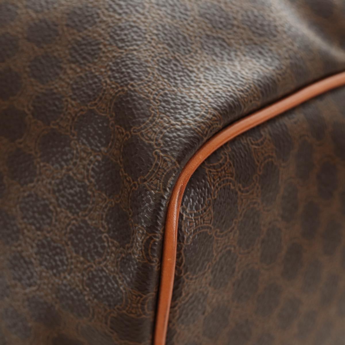 CELINE Macadam Canvas Boston Bag PVC Leather 2way Brown Gold Auth 187148V