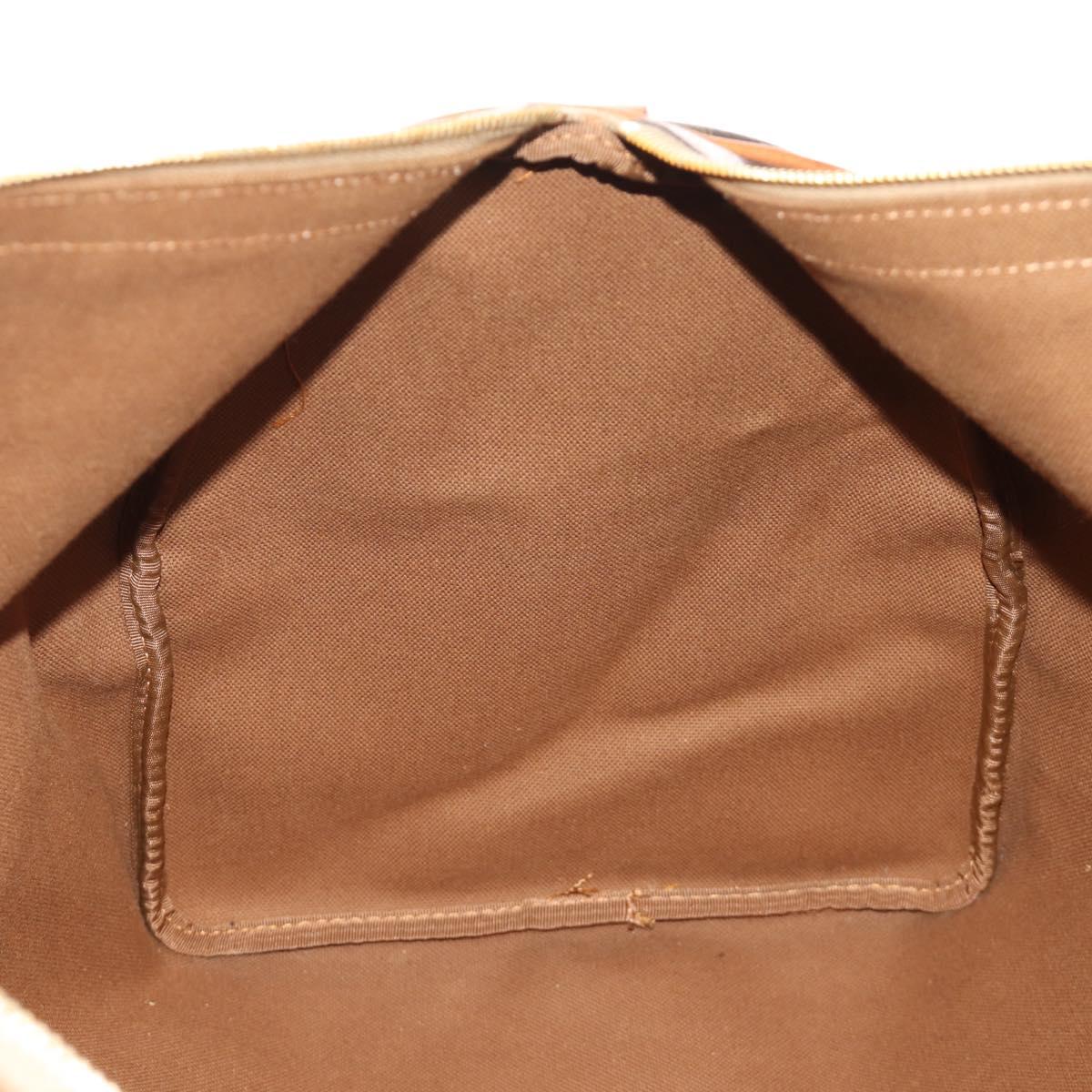 CELINE Macadam Canvas Boston Bag PVC Leather 2way Brown Gold Auth 187148V