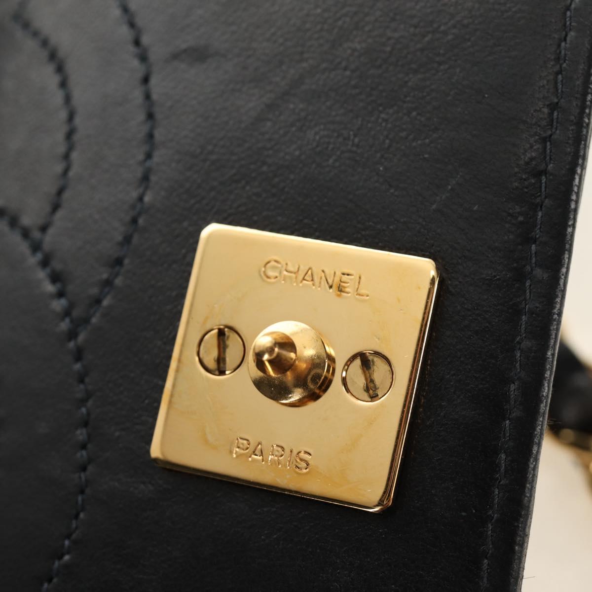 CHANEL Chain Matelasse Shoulder Bag Lamb Skin Black Gold CC Auth 187152SAM