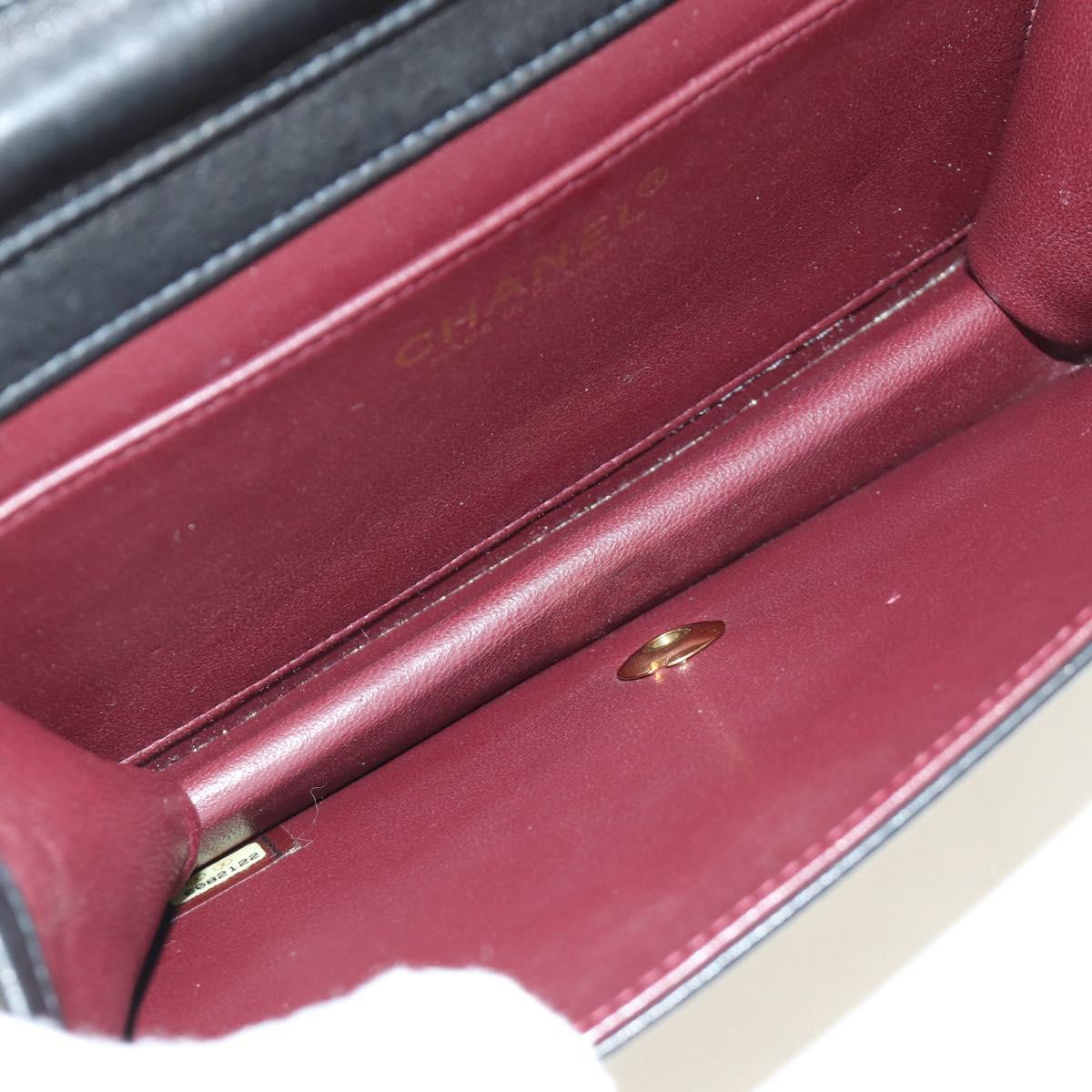 CHANEL Chain Matelasse Shoulder Bag Lamb Skin Black Gold CC Auth 187152SAM