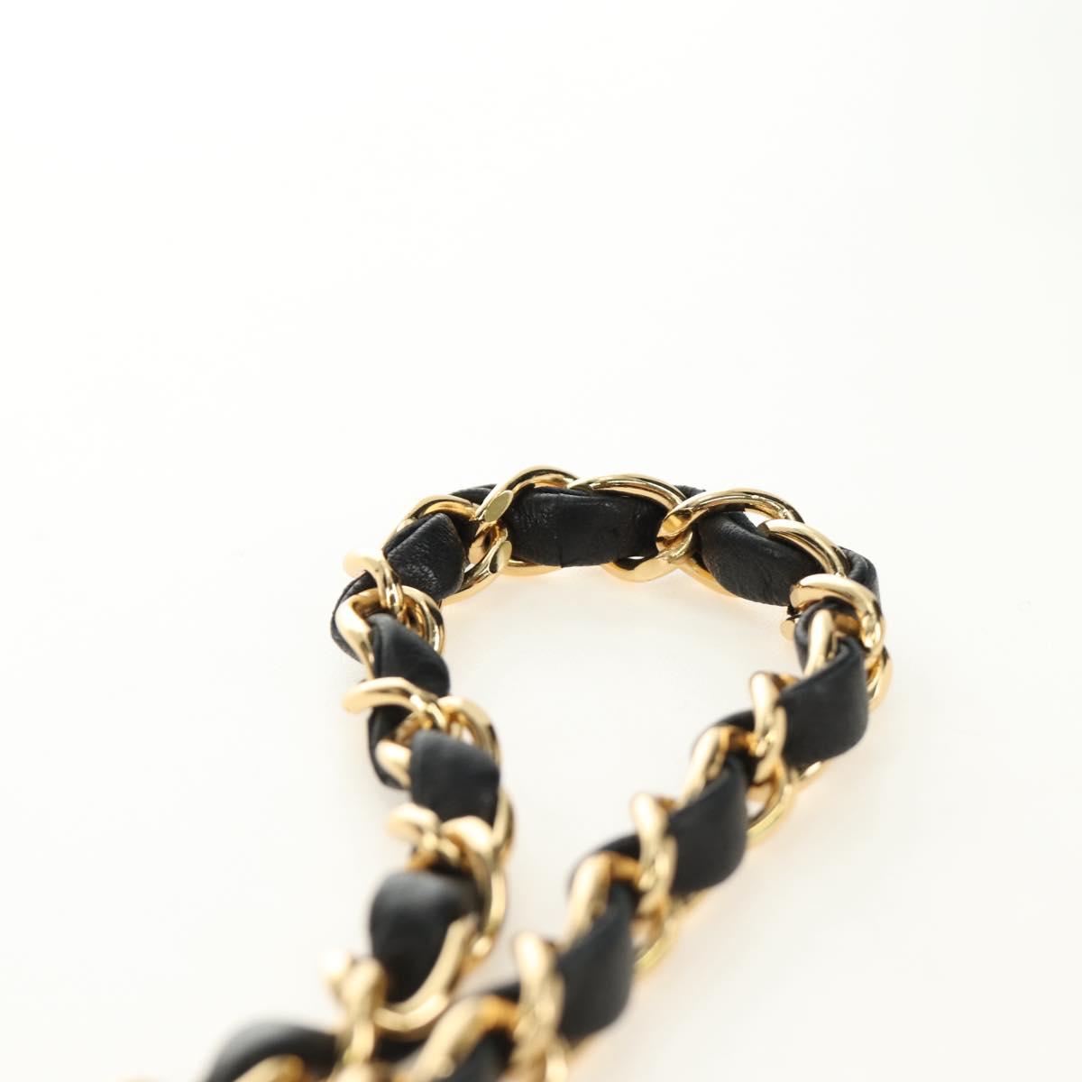 CHANEL Chain Matelasse Shoulder Bag Lamb Skin Black Gold CC Auth 187152SAM