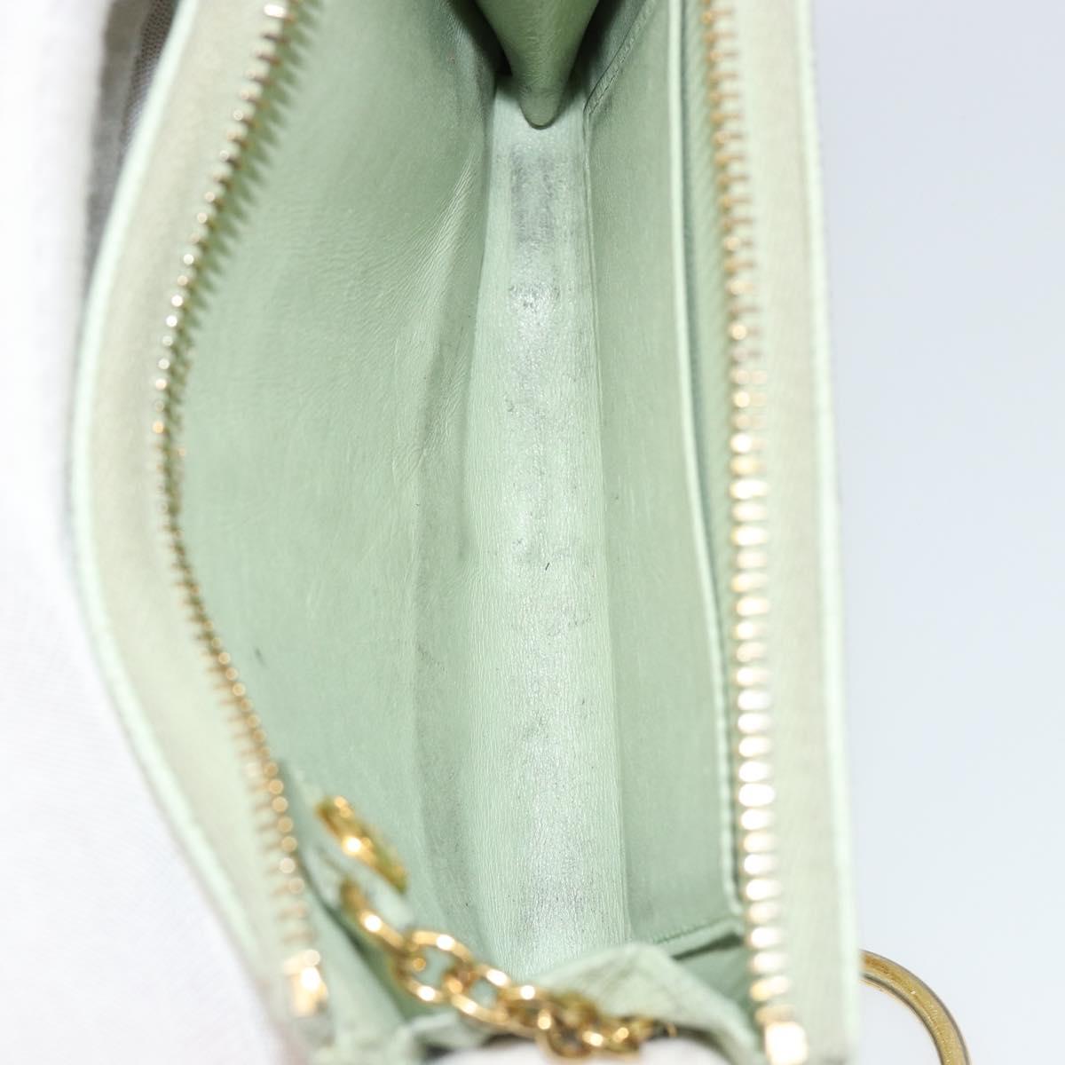 PRADA Coin Purse Saffiano leather Mint Green Gold Auth 187154