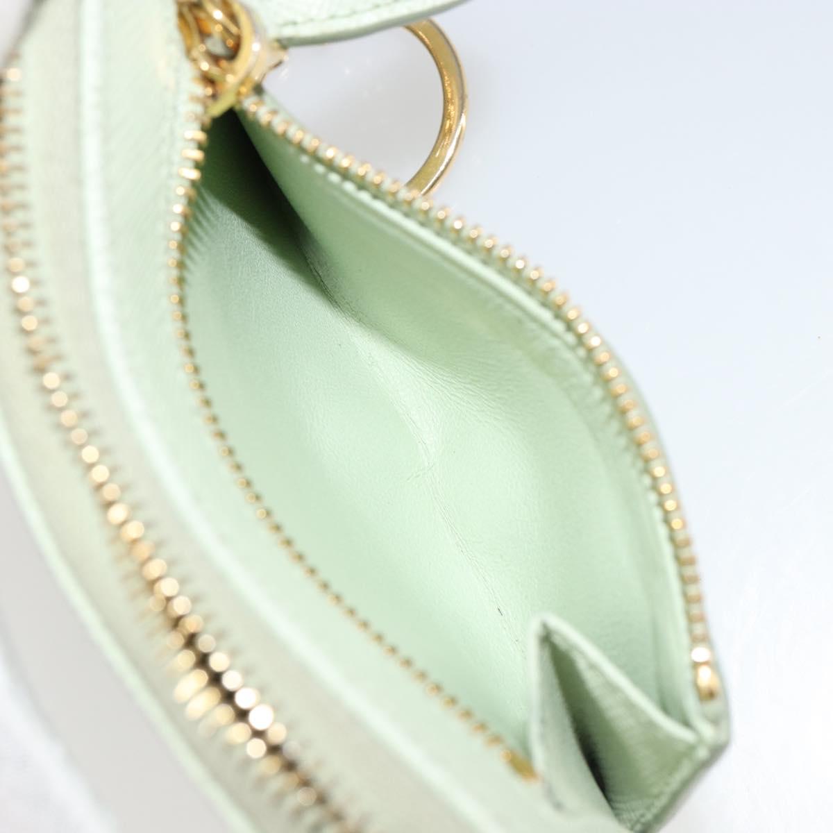 PRADA Coin Purse Saffiano leather Mint Green Gold Auth 187154