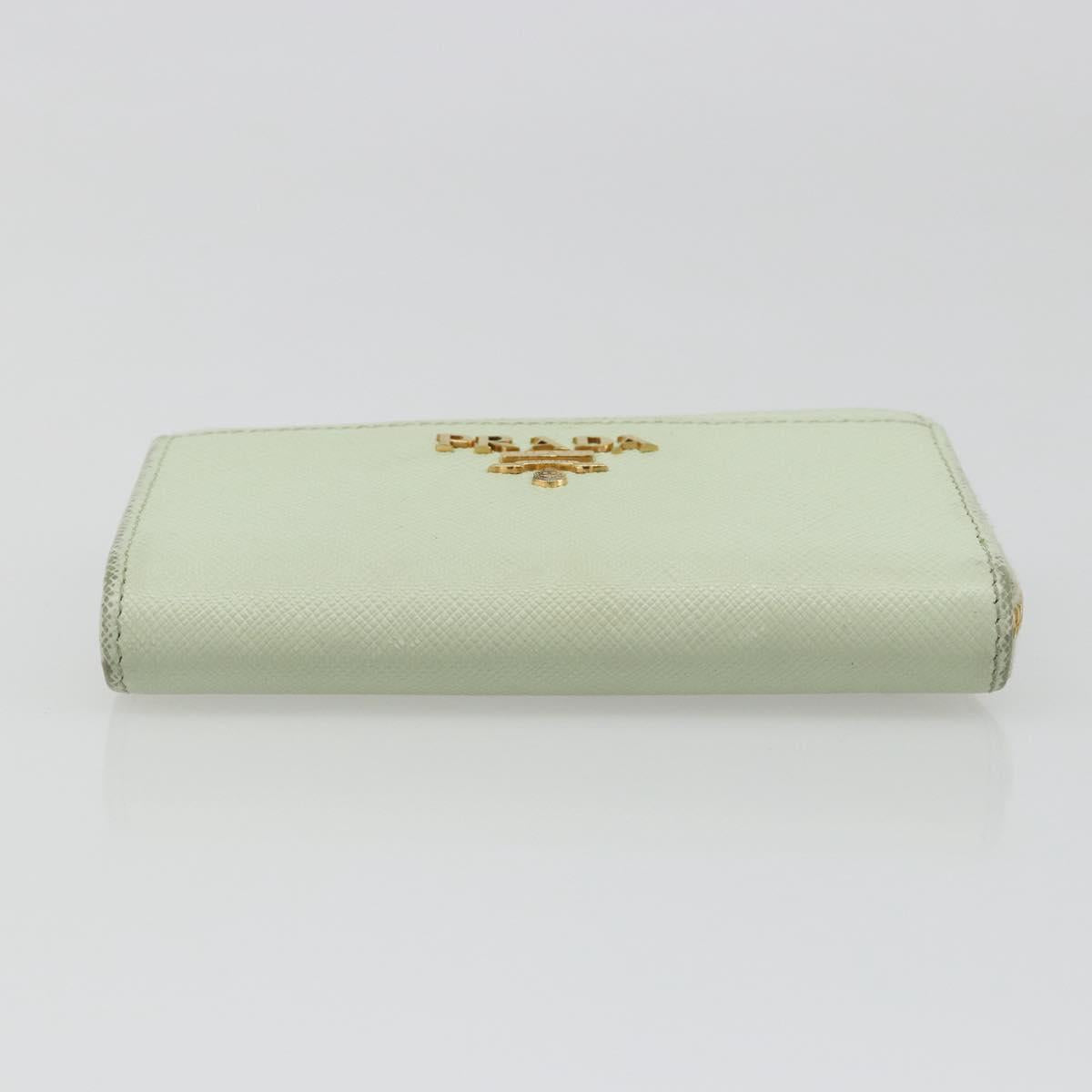 PRADA Coin Purse Saffiano leather Mint Green Gold Auth 187154