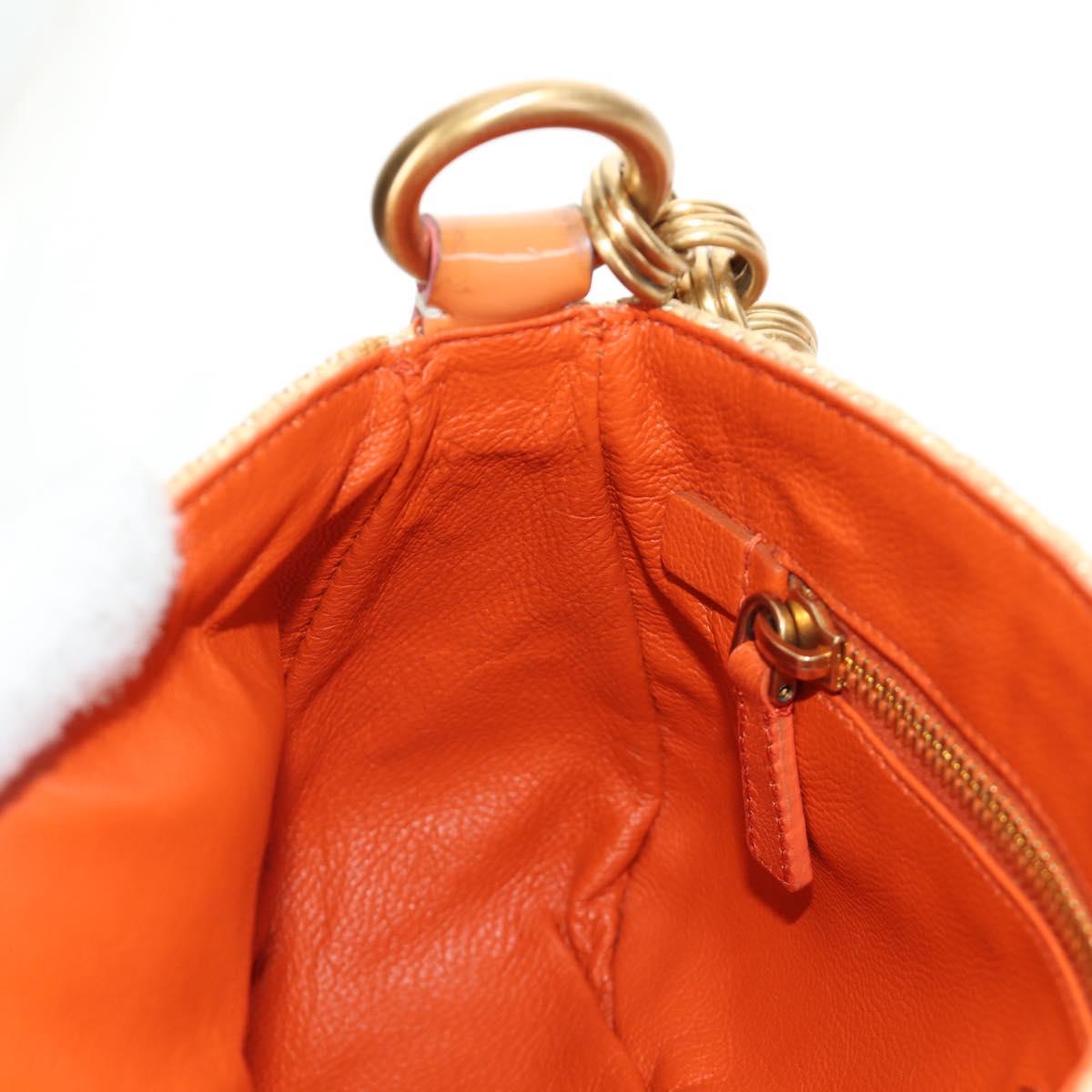 PRADA Chain Shoulder Bag Embossed leather Beige Gold Auth 187155SAV