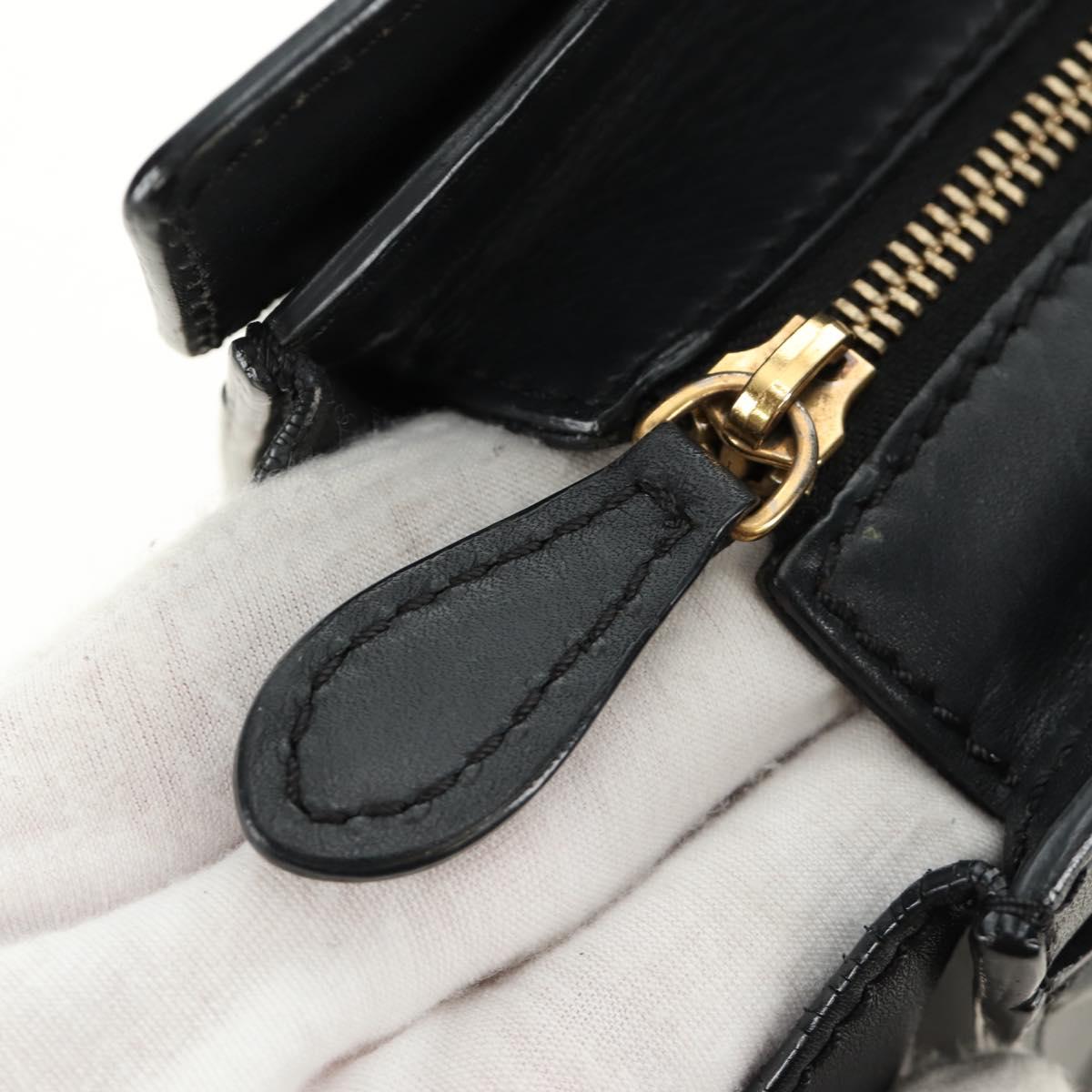 CELINE Luggage Nano Hand Bag Leather 2way Black Gold Auth 187156SAM
