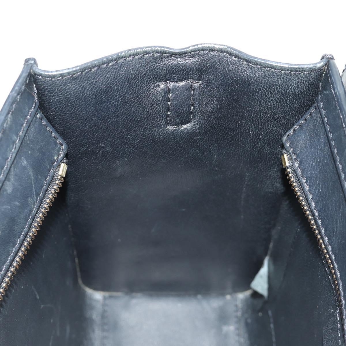 CELINE Luggage Nano Hand Bag Leather 2way Black Gold Auth 187156SAM