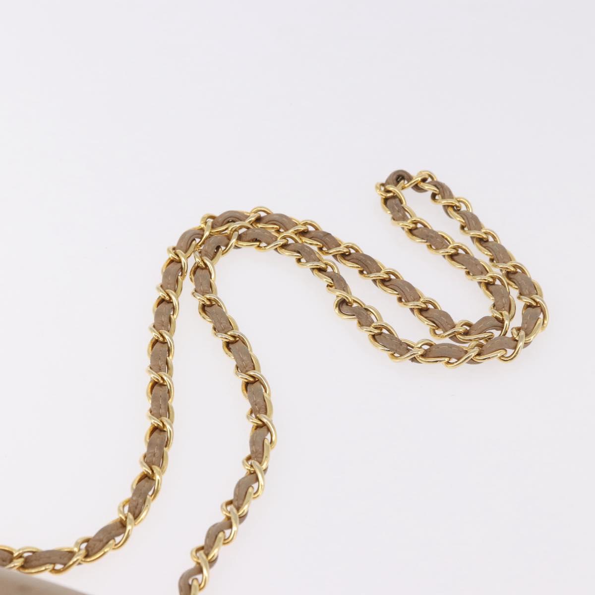 CHANEL Matelasse Chain Shoulder Bag Lamb Skin Beige Gold CC Auth 187157A