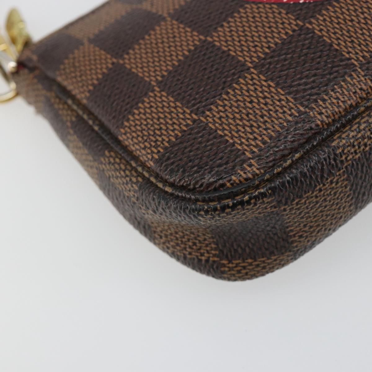 LOUIS VUITTON Damier Ebene T&B Mini Pochette Accessoires N58011 LV Auth 187163A