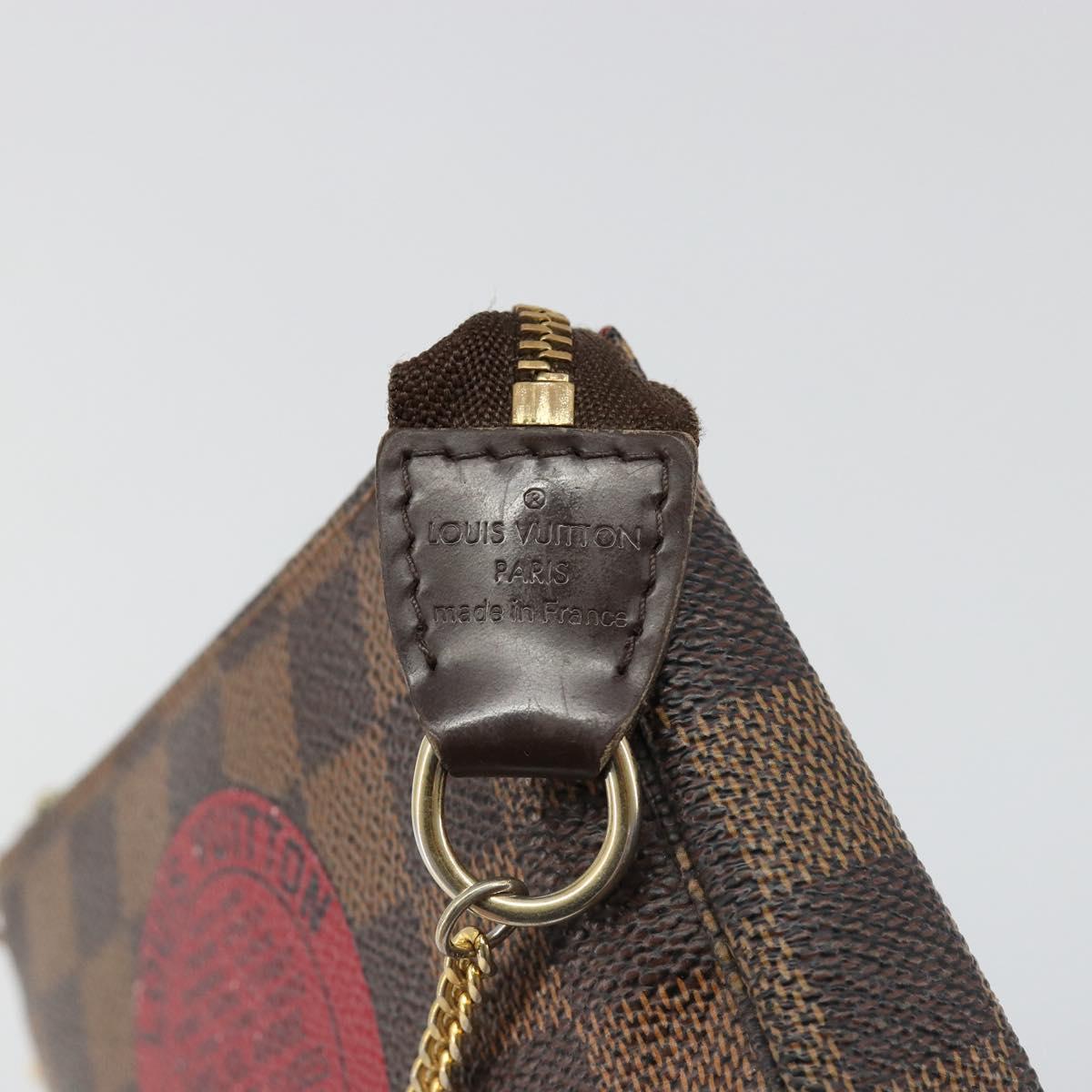 LOUIS VUITTON Damier Ebene T&B Mini Pochette Accessoires N58011 LV Auth 187163A