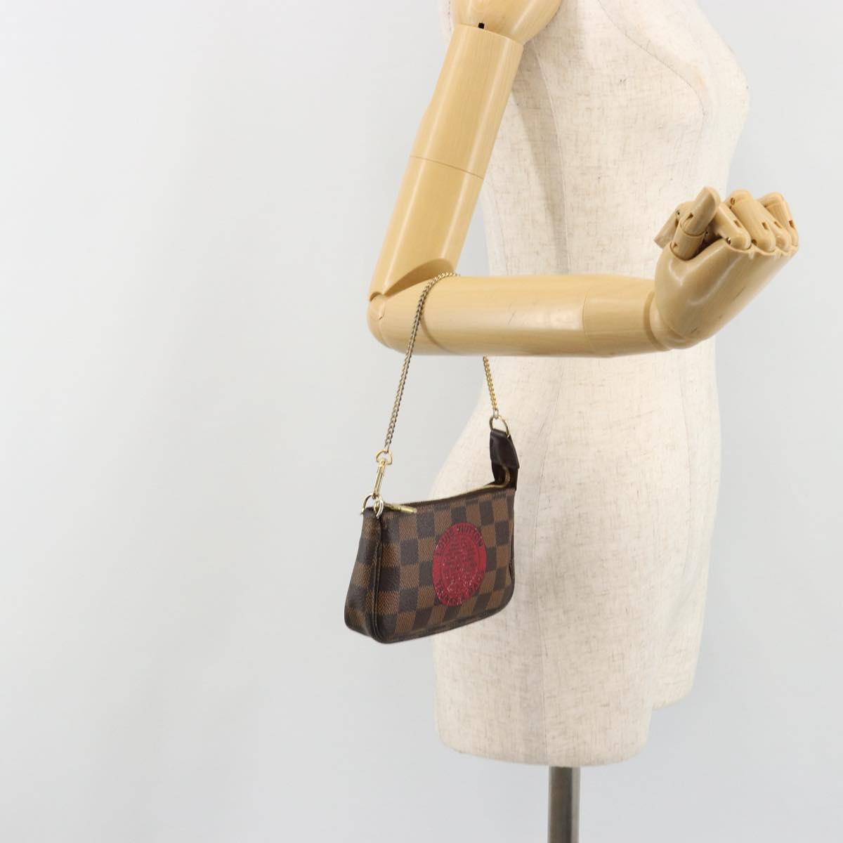 LOUIS VUITTON Damier Ebene T&B Mini Pochette Accessoires N58011 LV Auth 187163A