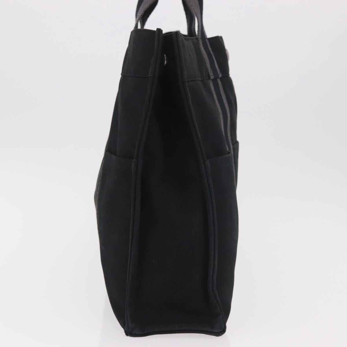 HERMES Fourre Tout MM Tote Bag Cotton Black Silver Auth 187169