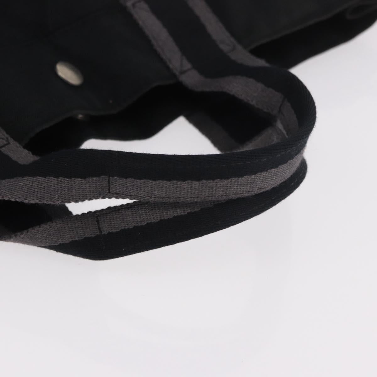 HERMES Fourre Tout MM Tote Bag Cotton Black Silver Auth 187169