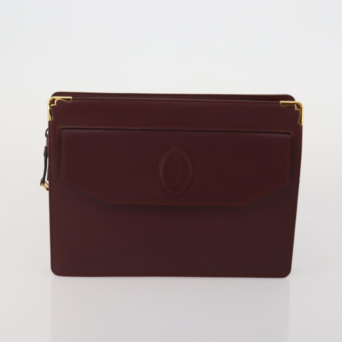 CARTIER Celine Macadam Canvas Bag Leather 3 Set Brown Bordeaux Auth 187170