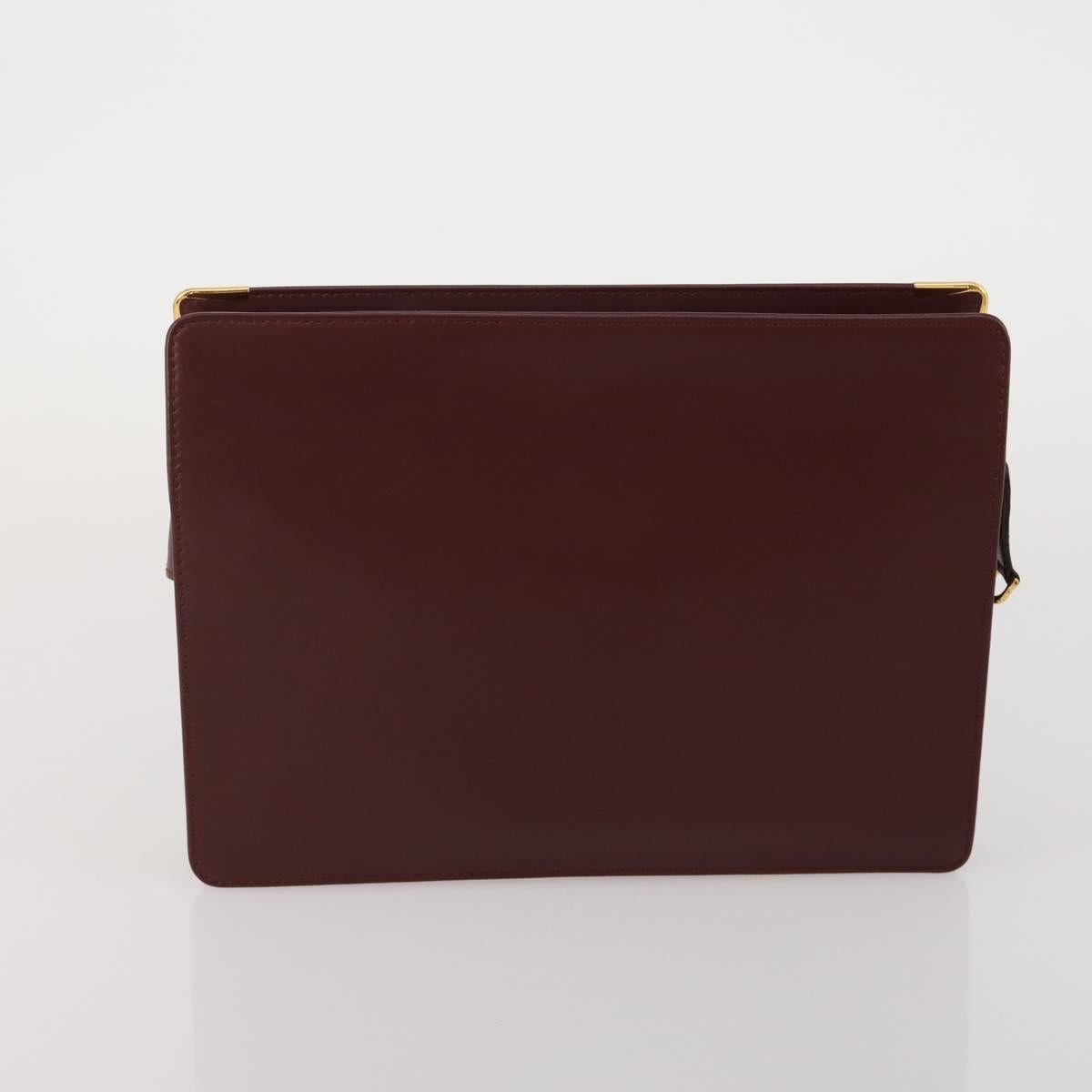 CARTIER Celine Macadam Canvas Bag Leather 3 Set Brown Bordeaux Auth 187170